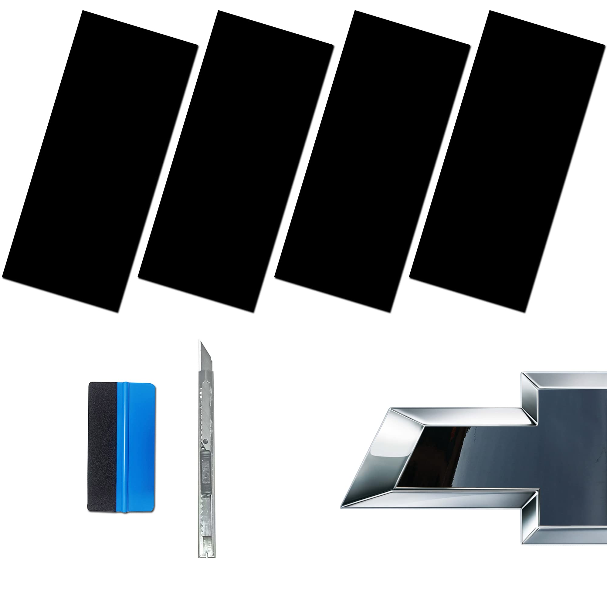 LZLRUN Compatible with Bowtie Logo Wrap Stickers Cut-Your-Own Emblem Overlay DIY Decals for Chevy (11.8 Inch x 4 Inch) (Gloss Bl