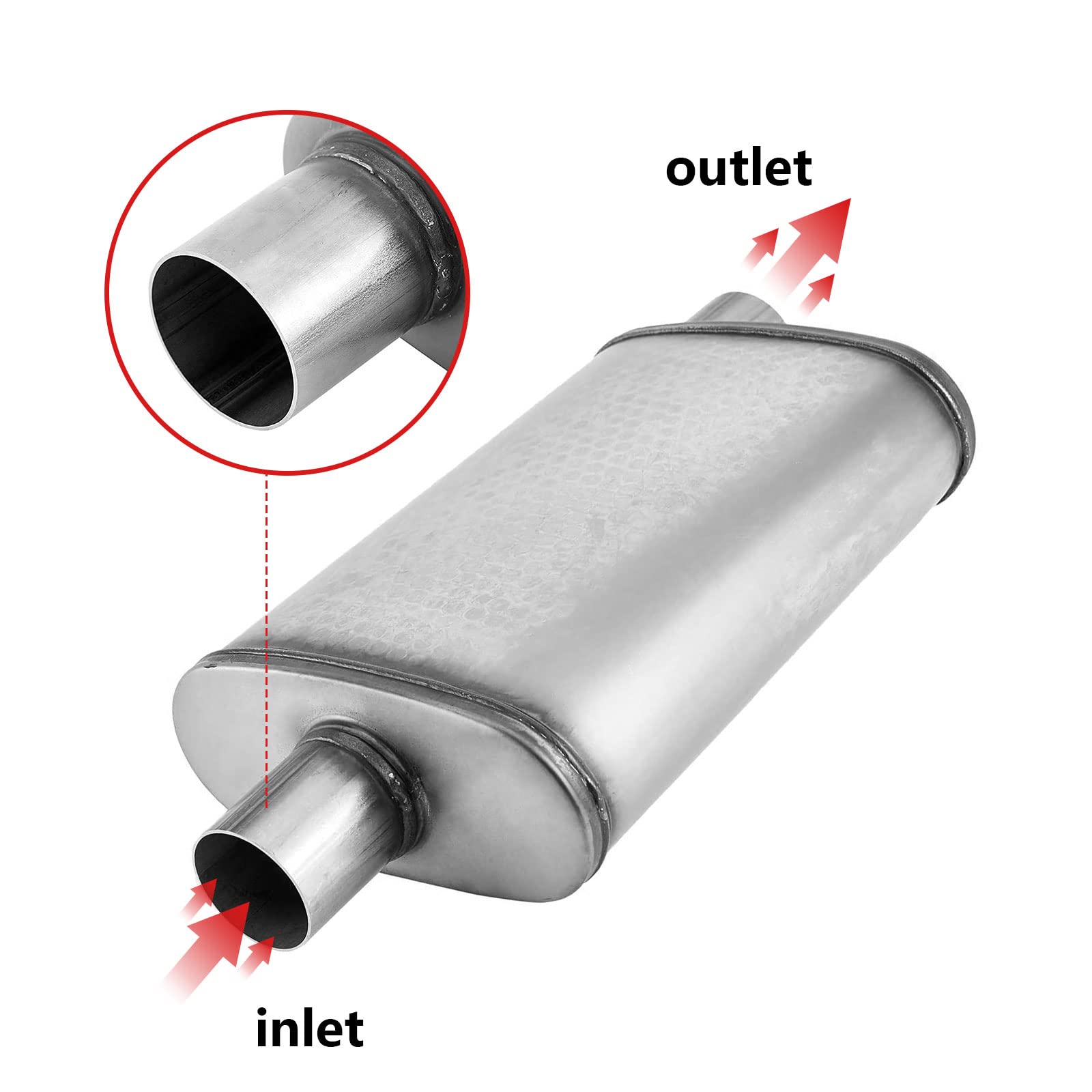 Muffler Deeptone 2.25 Inch Universal Exhaust Muffler,2.25 '' Muffler Straight-Through Performance Resonator With Stainless Steel