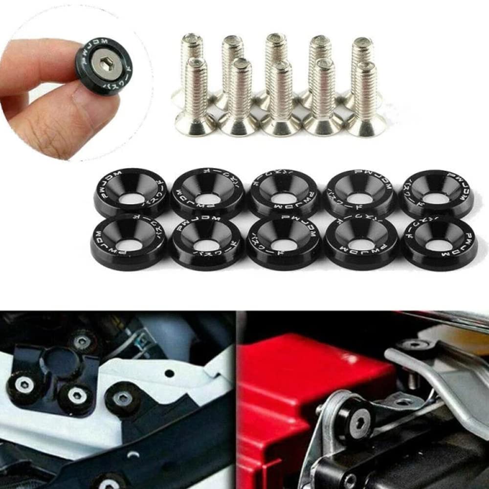 20Pcs/Set Bumper Fender Washers Engine Bay Dress Up Bolts Fasteners M6 Jdm Fender Washer Kit-Black