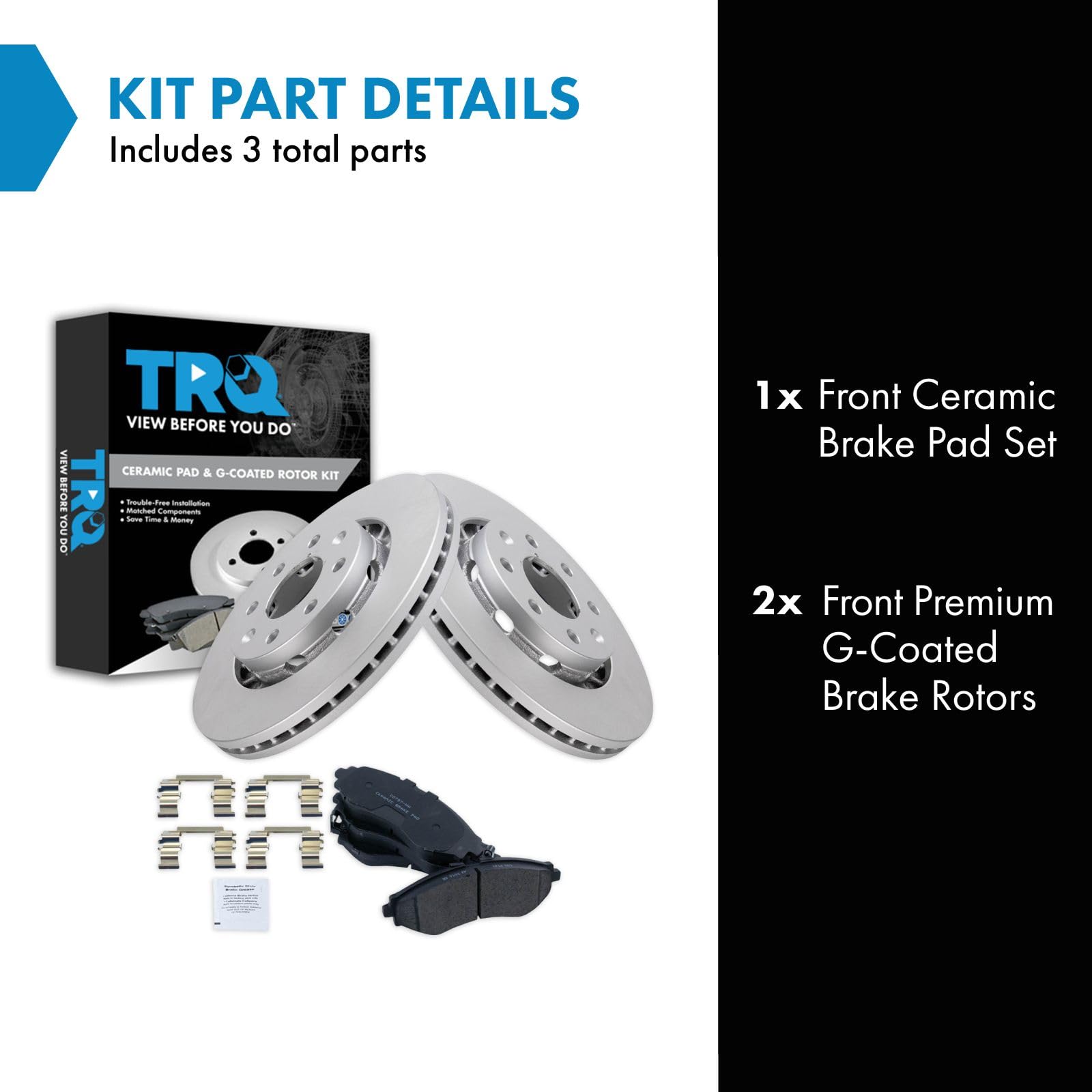 Trq Front Brake Pad & Rotor Kit Brake Pads Brake Rotor Ceramic Premium G-Coated Compatible With 2004-2011 Chevrolet Aveo 2007-20