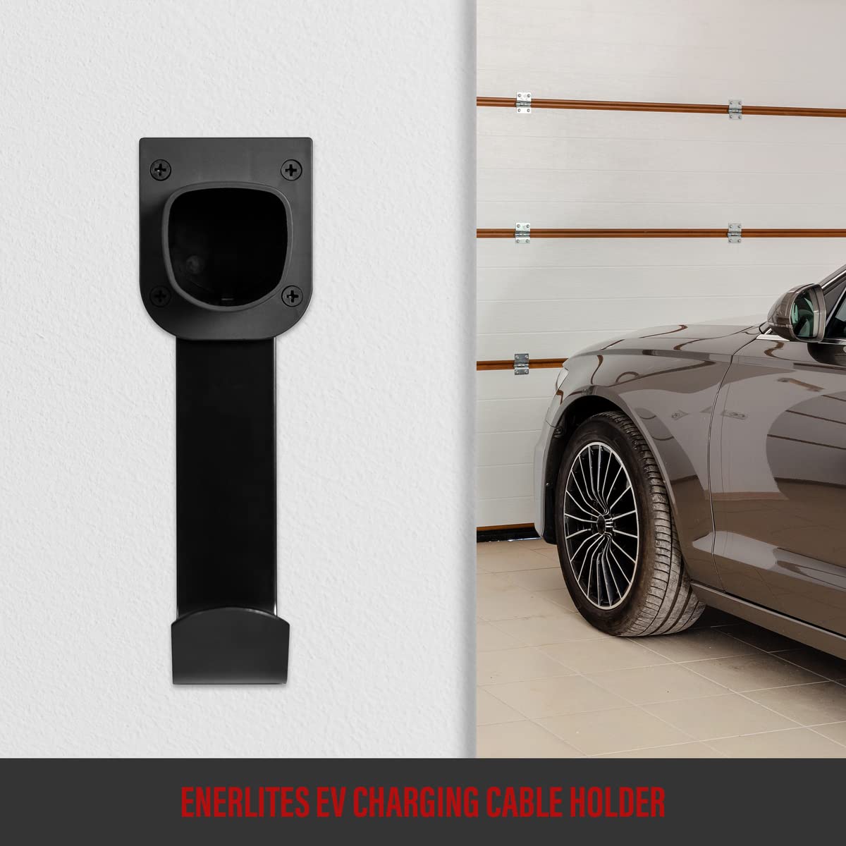 Enerlites Tesla Charger Nozzle Holster, Ev Charger Holder Wall-Mount, Electric Vehicle Charging Cable Holder, For All Tesla Mode