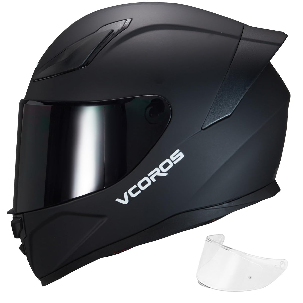 5/8 motorcycle helmets VCOROS Full Face Motorcycle Helmet for Unisex-Adults DOT Approved WS-609  Motorbike Street Bike Racing Helmets with Visor(Matte B