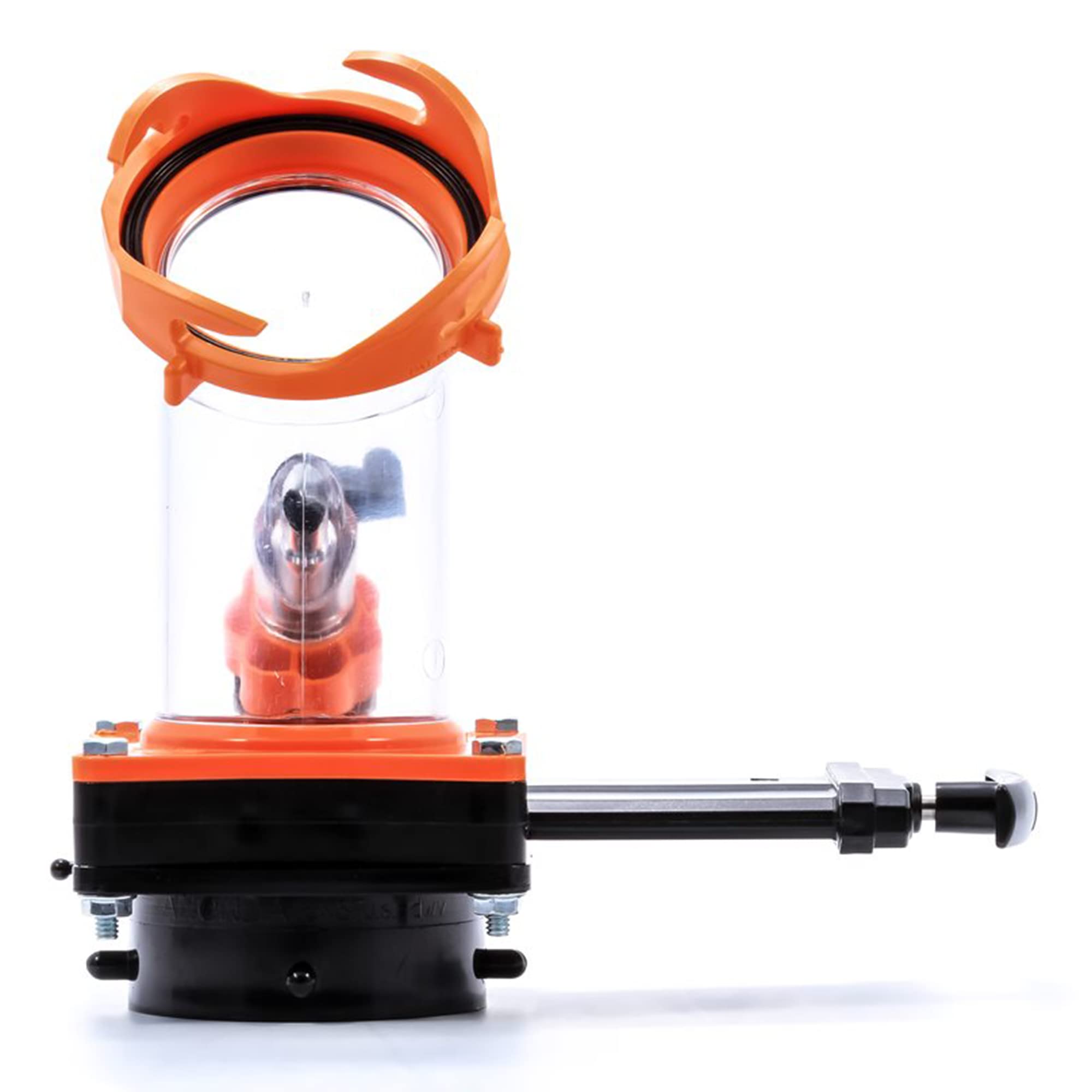 Camco Rhino Blaster Pro Clear Elbow Trailer Rv Holding Tank Rinser W/Gate Valve, Vacuum Breaker, & 4-Prong Bayonet Swivel Fittin