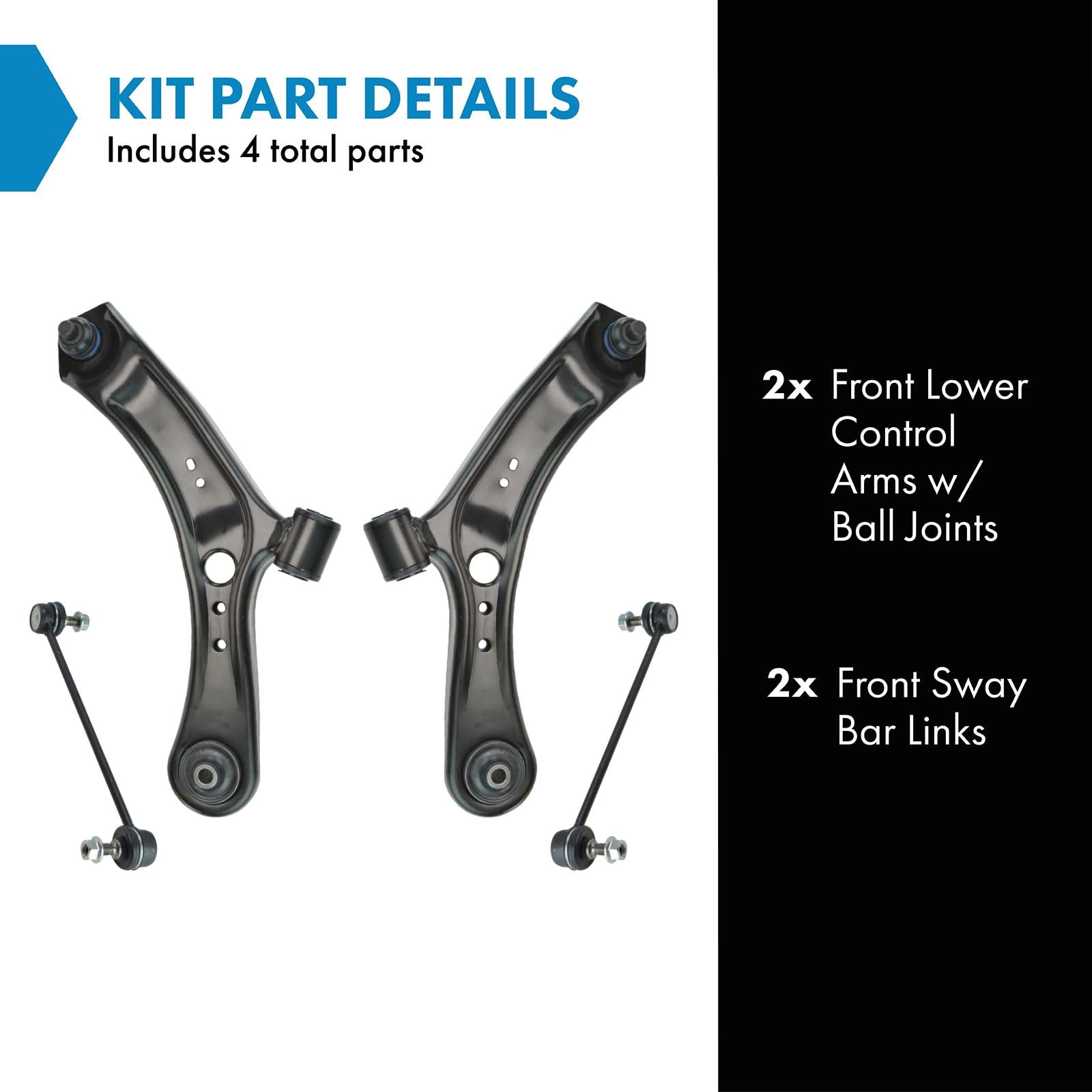 Trq Front Suspension Kit Control Arm With Ball Joint Sway Bar Stabilizer Link Compatible With 2007-2013 Suzuki Sx4