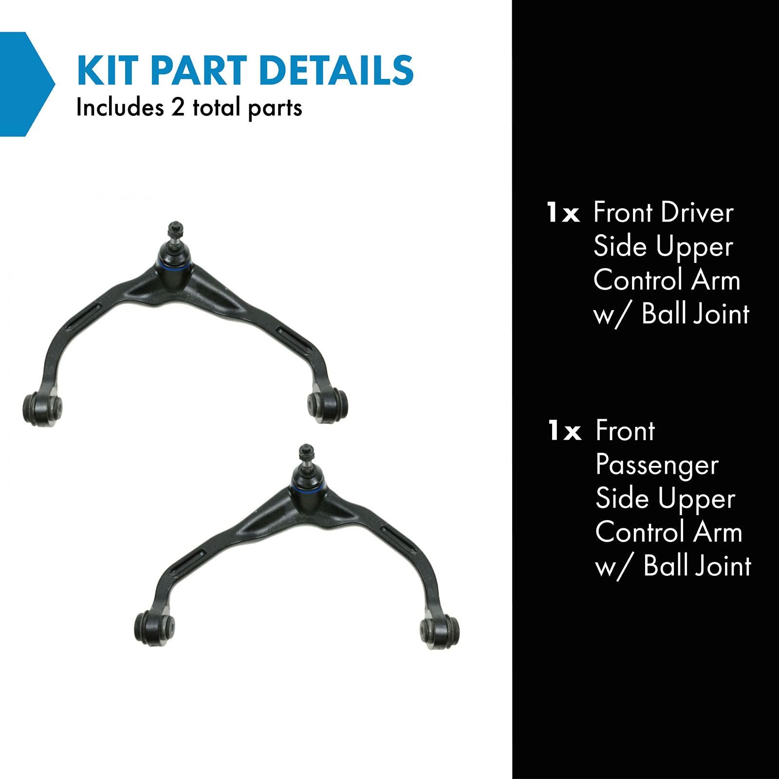 Trq Front Upper Control Arm With Ball Joint Set Compatible With 2007-2011 Dodge Nitro 2008-2012 Jeep Liberty