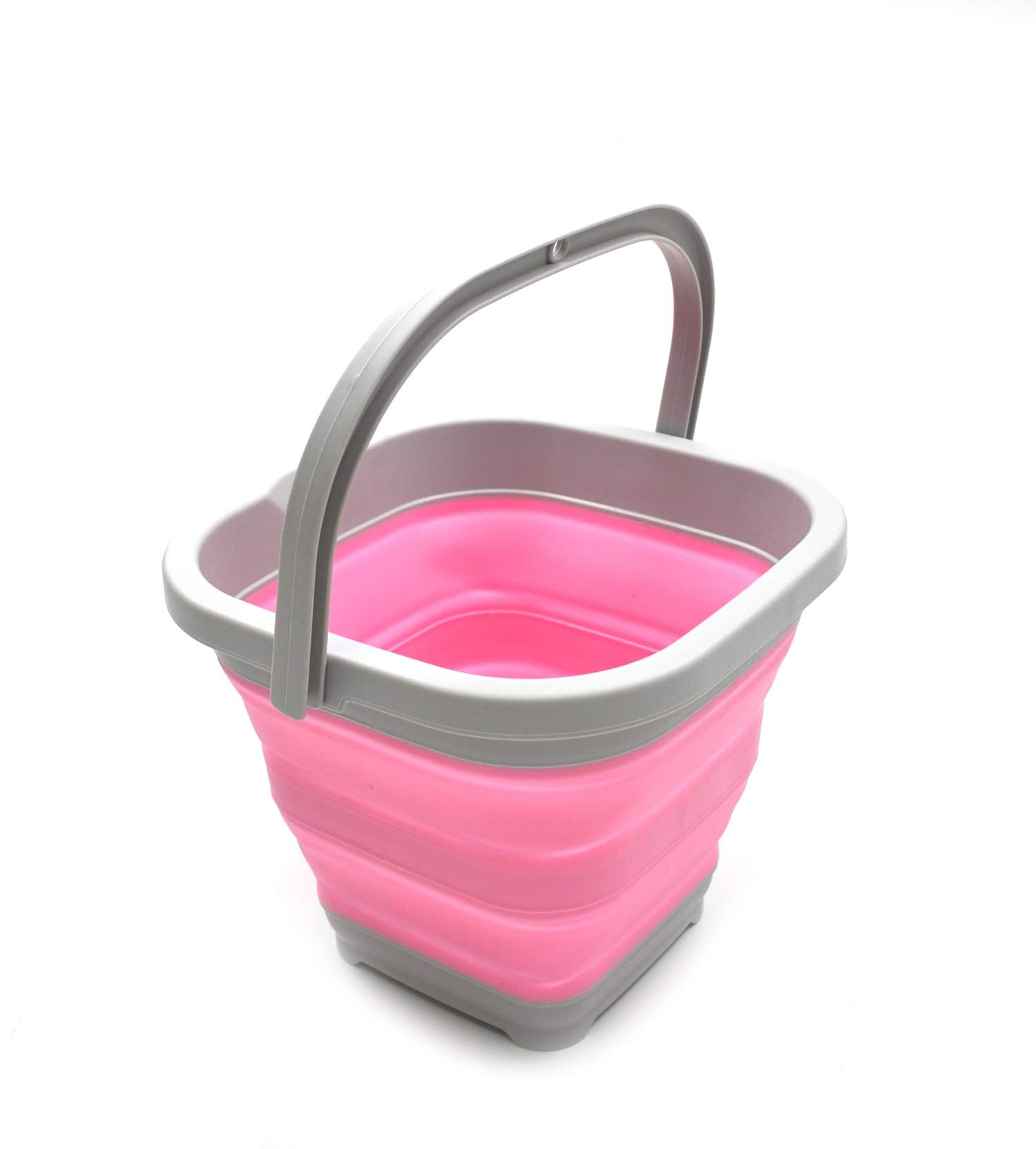 Sammart 5L / 1.3 Gallon Collapsible Rectangular Handy Basket/Bucket (5L Rectangular, Pink)
