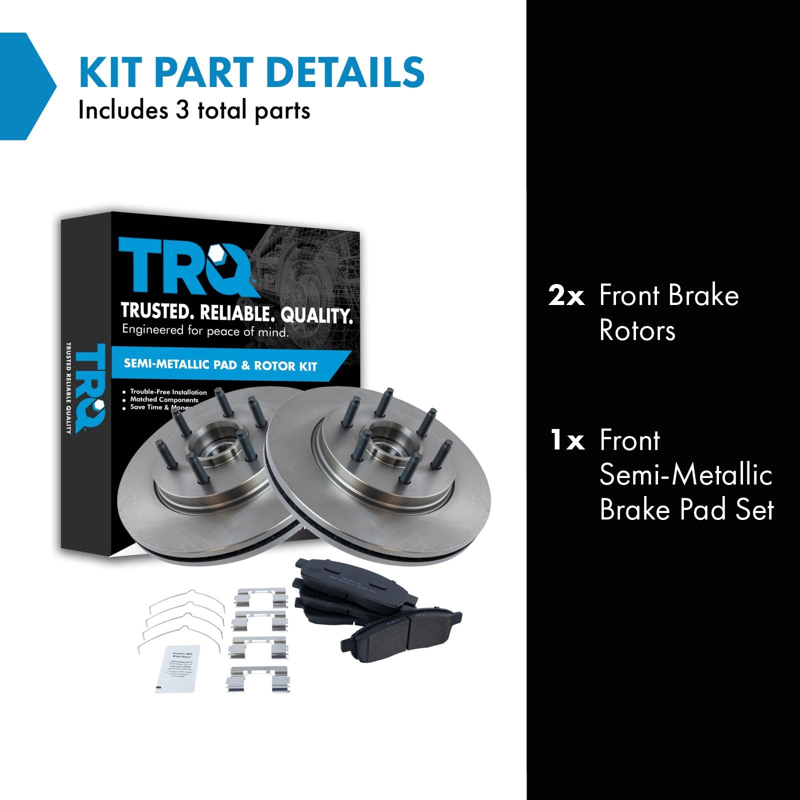 Trq Front Brake Pad & Rotor Kit Brake Pads Brake Rotor Semi-Metallic Compatible With 2004-2008 Ford F-150 2006-2008 Lincoln Mark