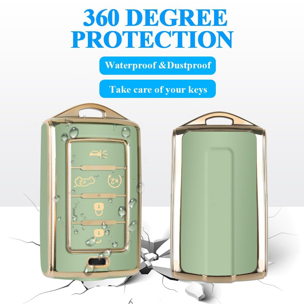 Mild East For Jeep Key Fob Cover With Keychain, Car Key Case Shell Protection 5 Buttons, Fit For Jeep | Grand Cherokee | Wagonee