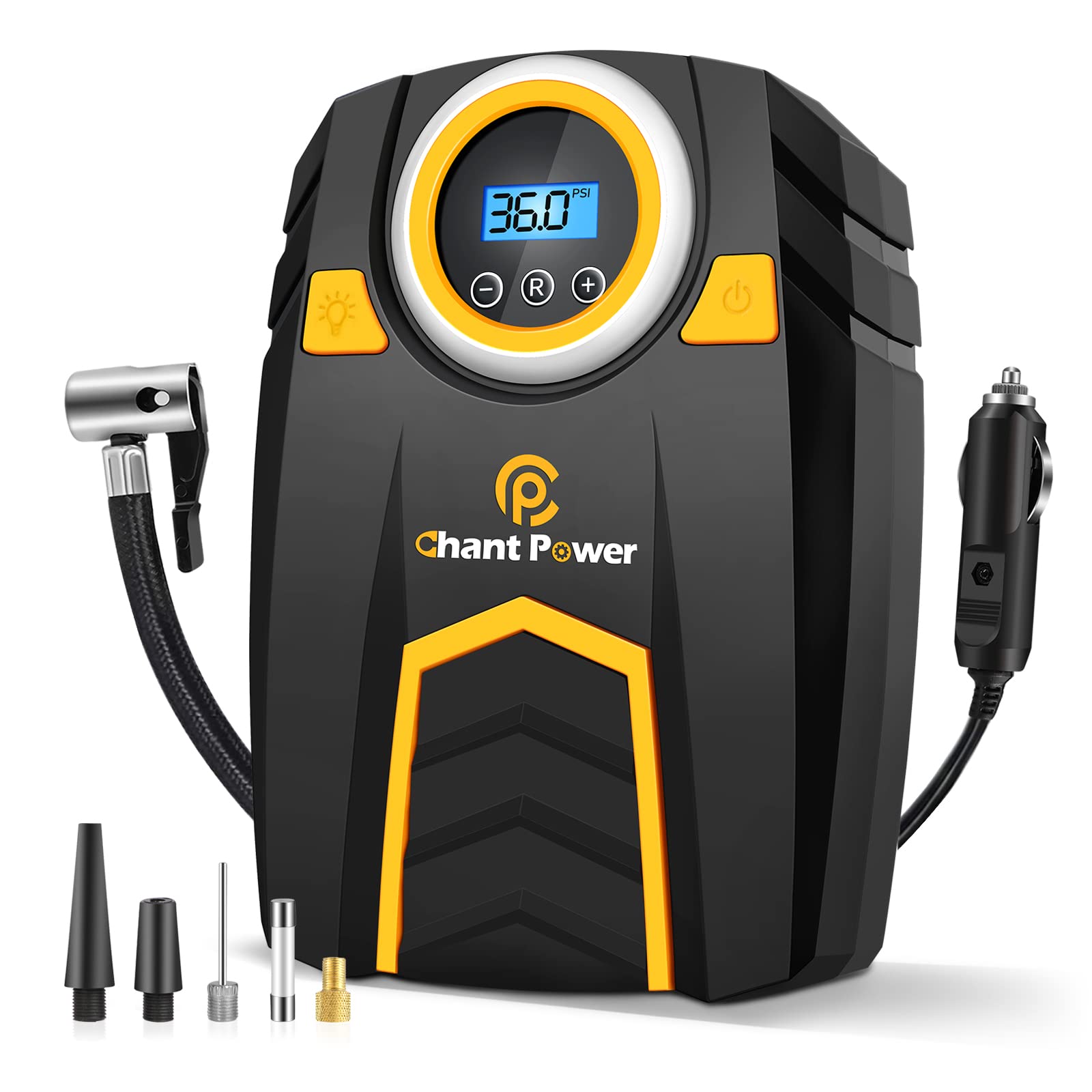 C P Chantpower Air Compressor Tire Inflator,12V Dc Car Tire Pump With Digital Pressure Gauge, 150Psi With Car Power Adaptor, Aut