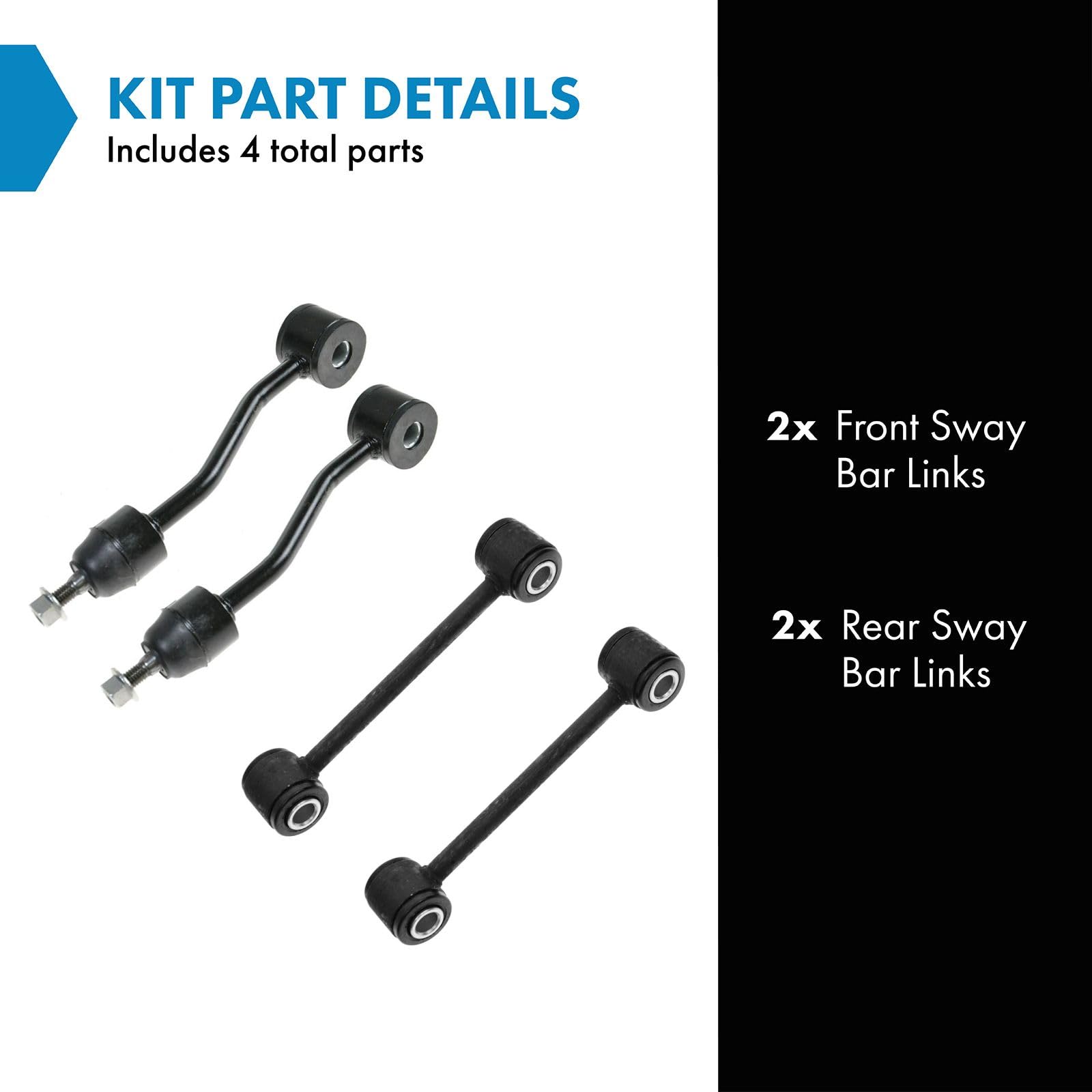 Trq Front & Rear Sway Bar Stabilizer Link Set Compatible With 1997-2006 Jeep Wrangler
