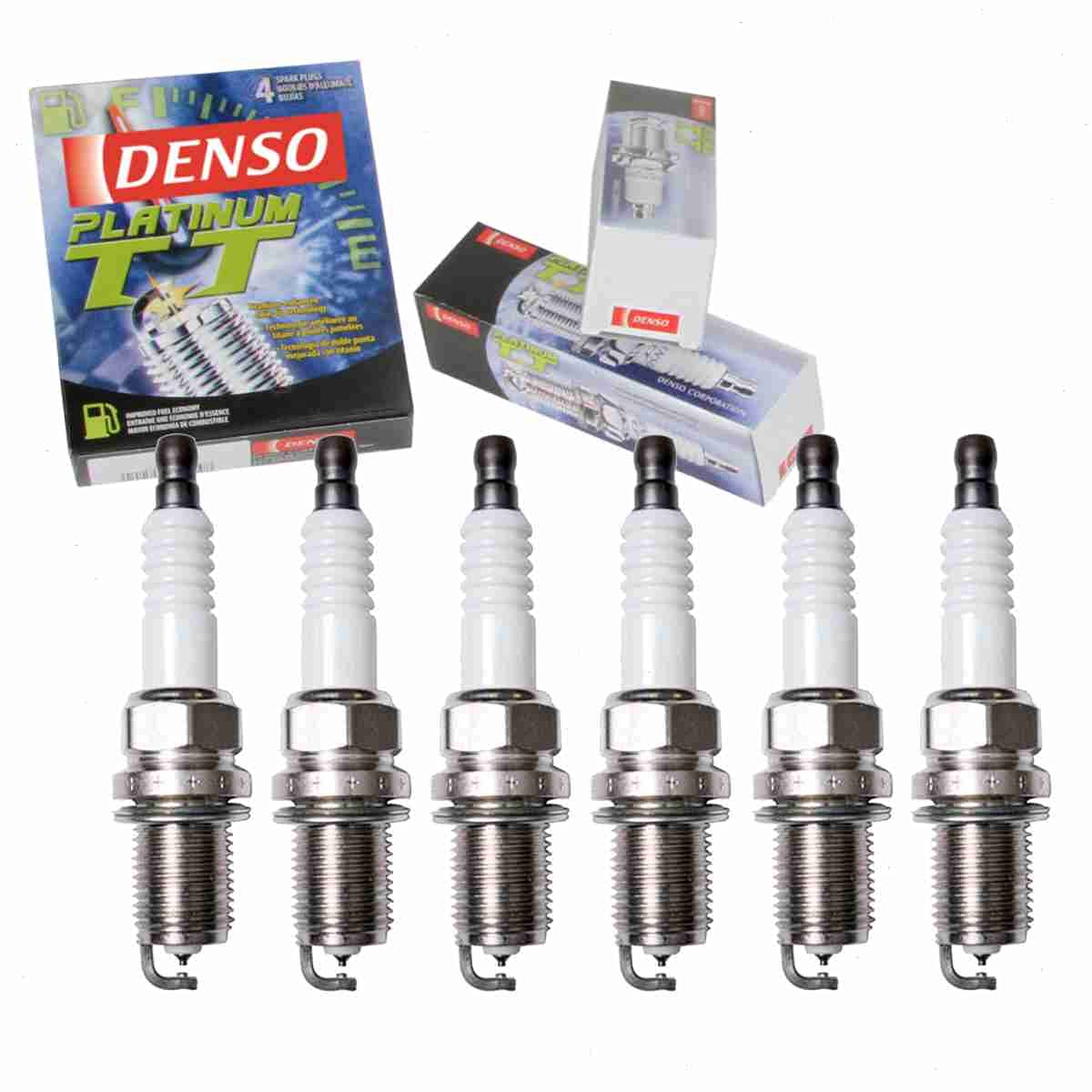 6 pc DENSO Platinum TT Spark Plugs compatible with Toyota 4Runner 3.0L 3.4L V6 1989-2002