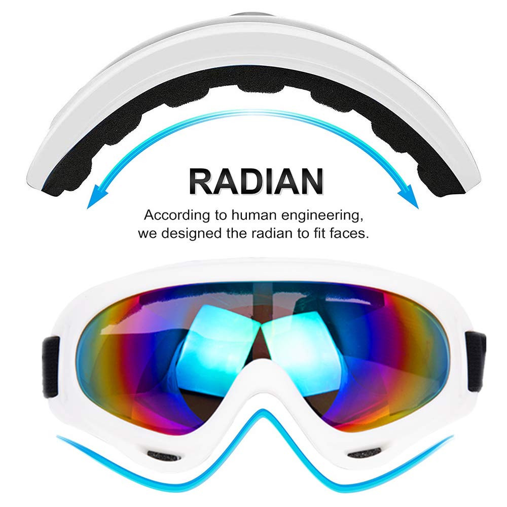 Ljdj Motorcycle Goggles,2 Pack Dirt Bike Atv Motocross Riding Hiking Protective With 2 Pack Neck Breathable Bandana Mask (White+