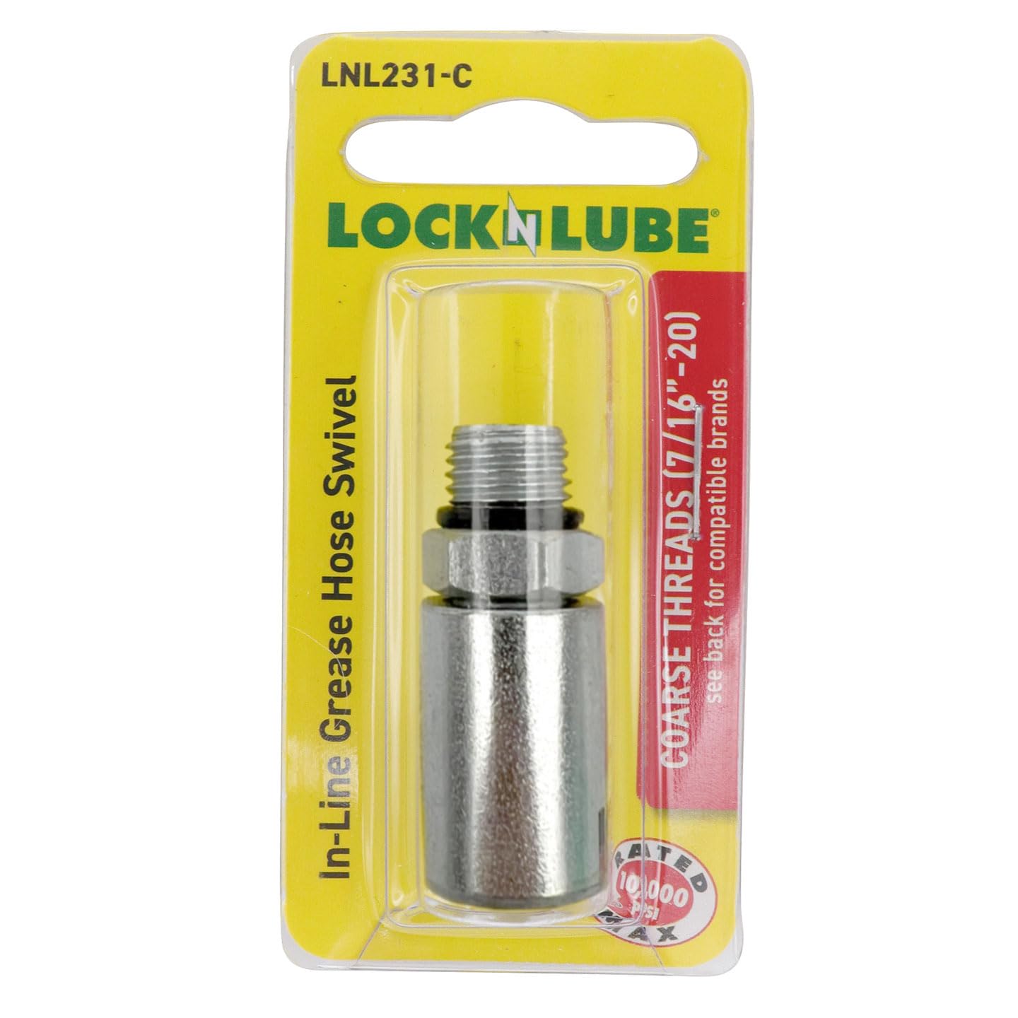 Locknlube Grease Gun Hose Swivel - Coarse Threads (7/16   -20) For Milwaukee, Ryobi, Ridgid & Alemite Battery Grease Guns