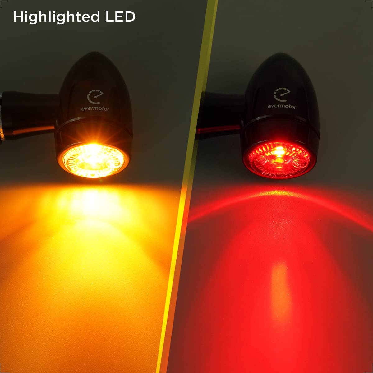 Evermotor Mini Bullet Motorcycle Led Turn Signals, Cnc Aluminium Alloy Motorcycle Blinkers, 12V Front Rear Indicators For Harley