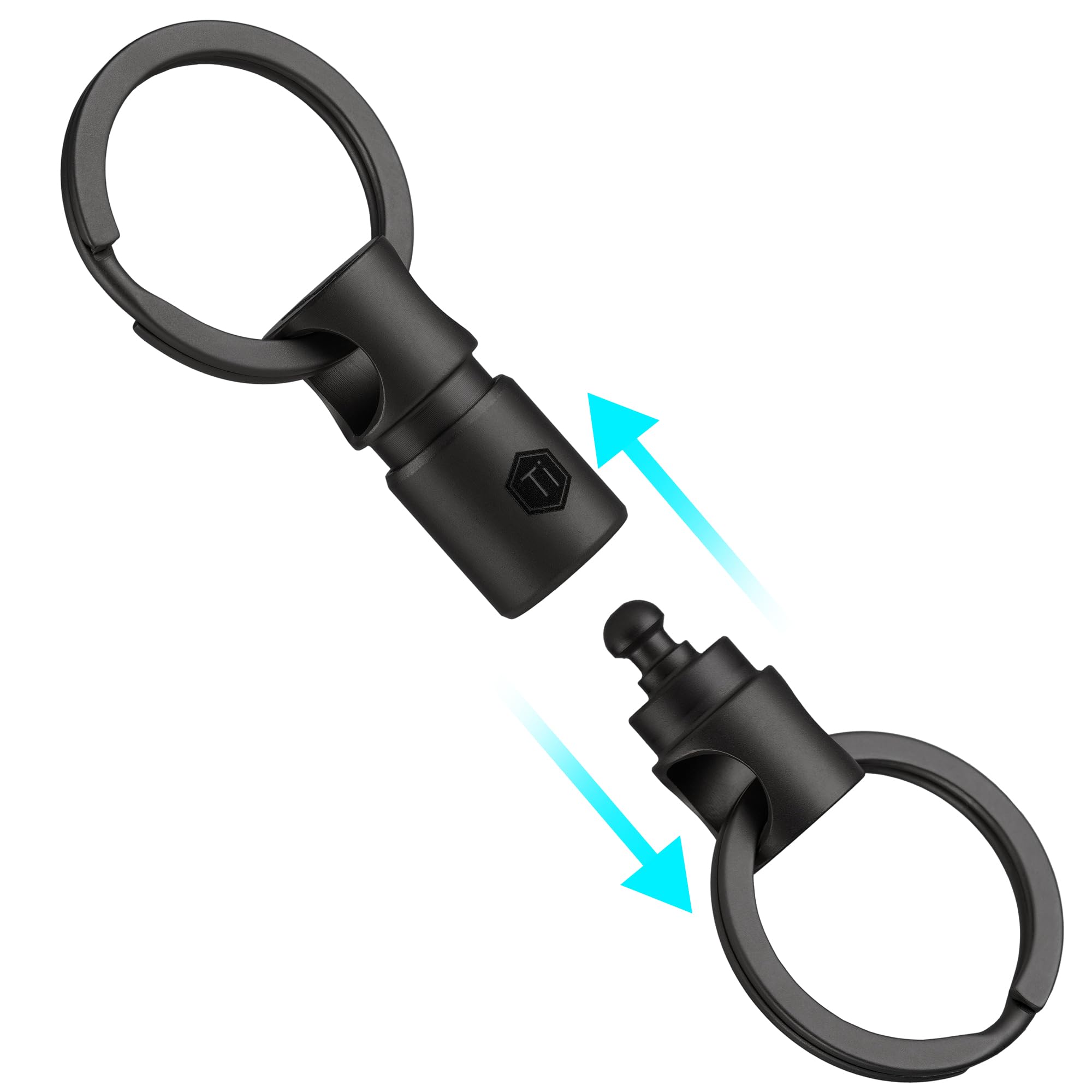 KeyUnity Titanium Quick Release Keychain Connector, Lightweight EDC Key Organizer for Car Keys, Bags, Backpack, Daily Carry, Bla