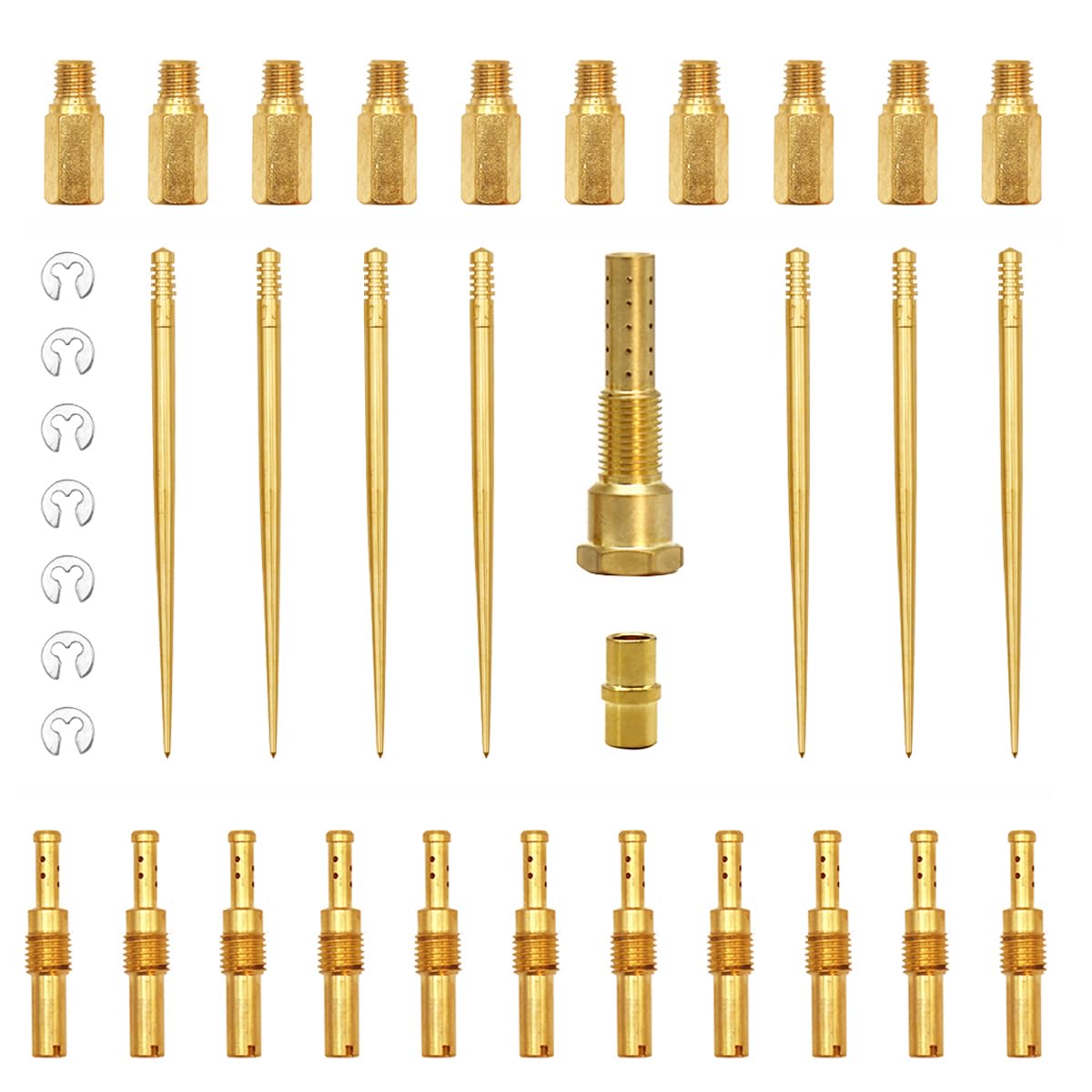 30pcs Carburetor Carb Main Slow/Pilot Jet Injection Nozzle Emulsion Tube Kit Nozzle Holder for CV-K PW-K PW-M PE26/28 FCR PD Cra