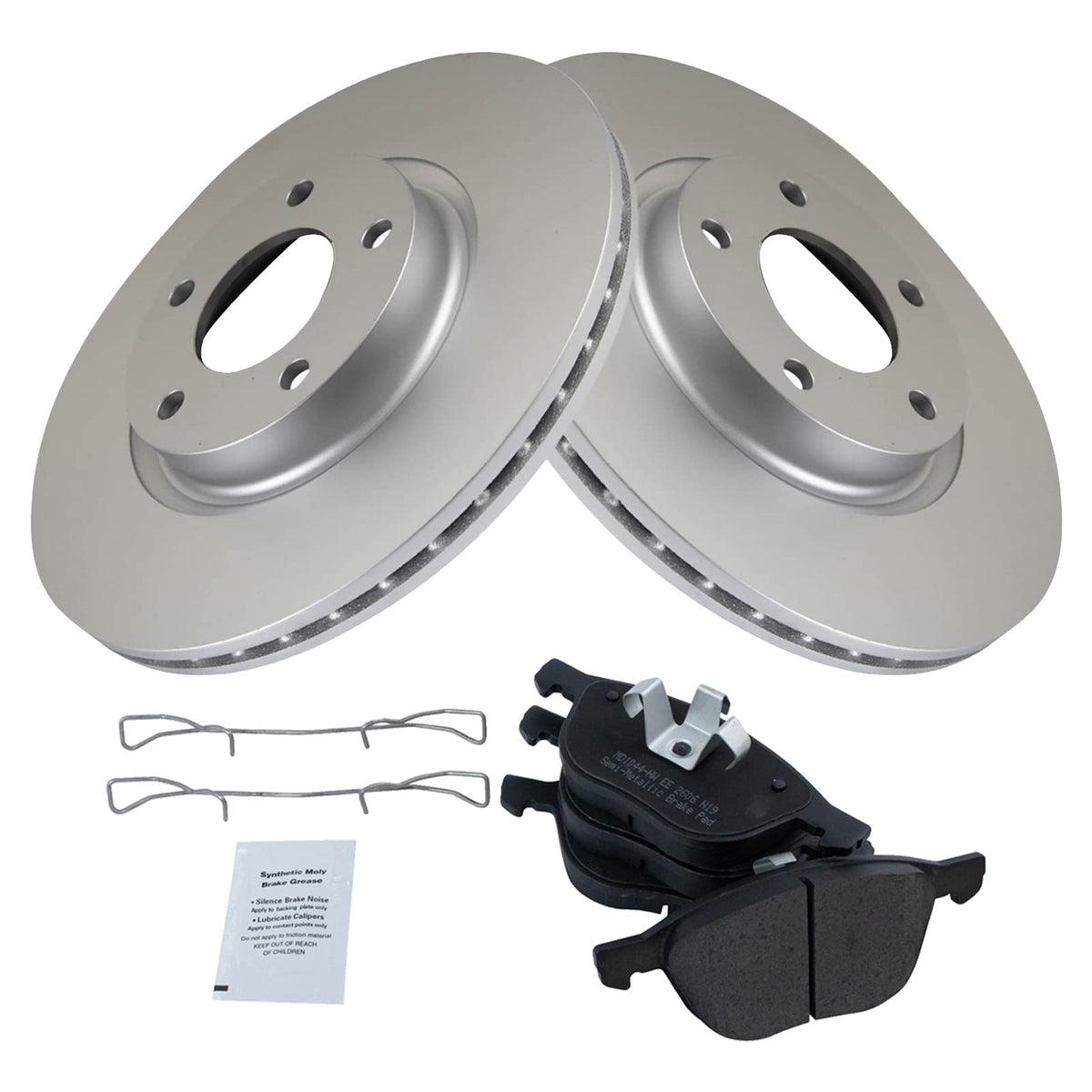 Trq Front Brake Pad & Rotor Kit Semi-Metallic Premium G-Coated Compatible With 2004-2013 Mazda 3 2006-2015 5