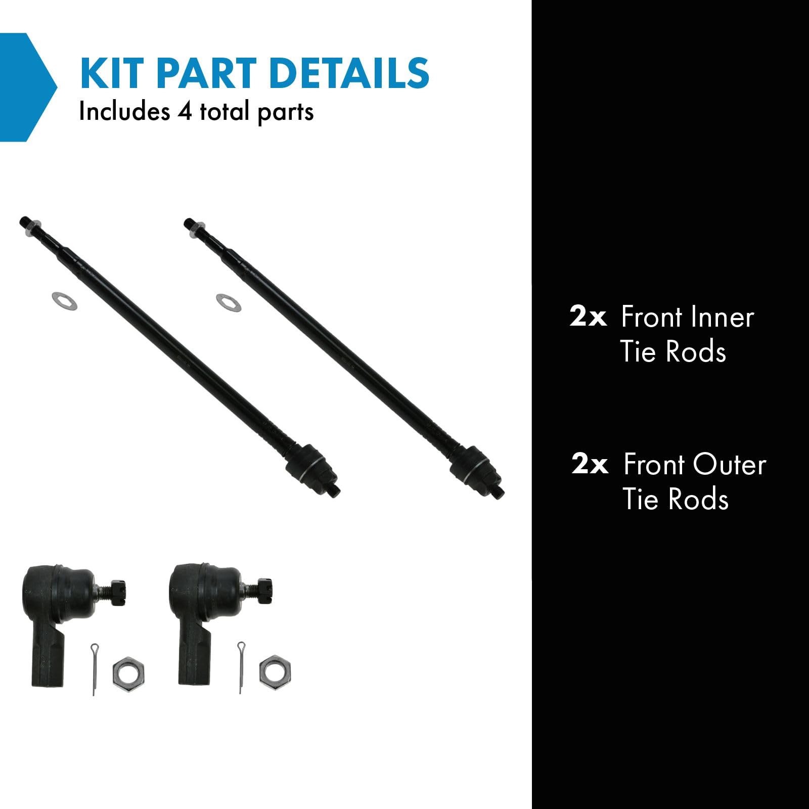 Trq Front Tie Rod Set Compatible With 2001-2005 Honda Civic