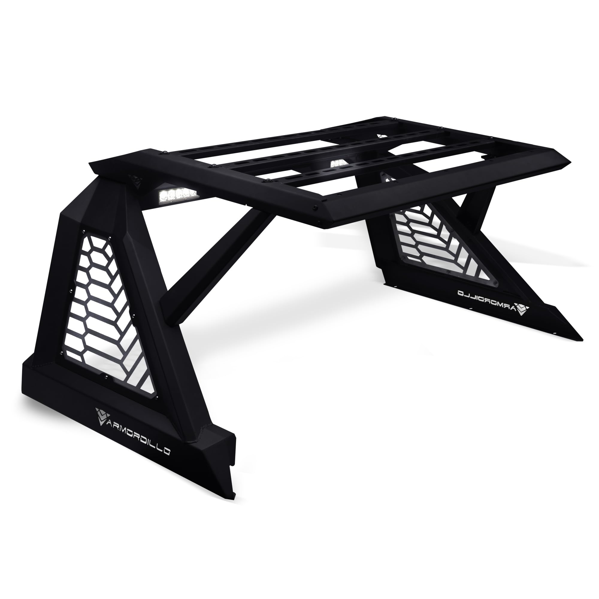 Armordillo Crx Roll Bar Chase Rack For 1/2 Ton Full Size Trucks|With Cargo Basket|2X Led Light Lamps|04-24 F150 F-150|07-18 Silverado Sierra 1500|07-24 Tundra|04-24 Titan|19-24 Ram 1500|7161849 Matte
