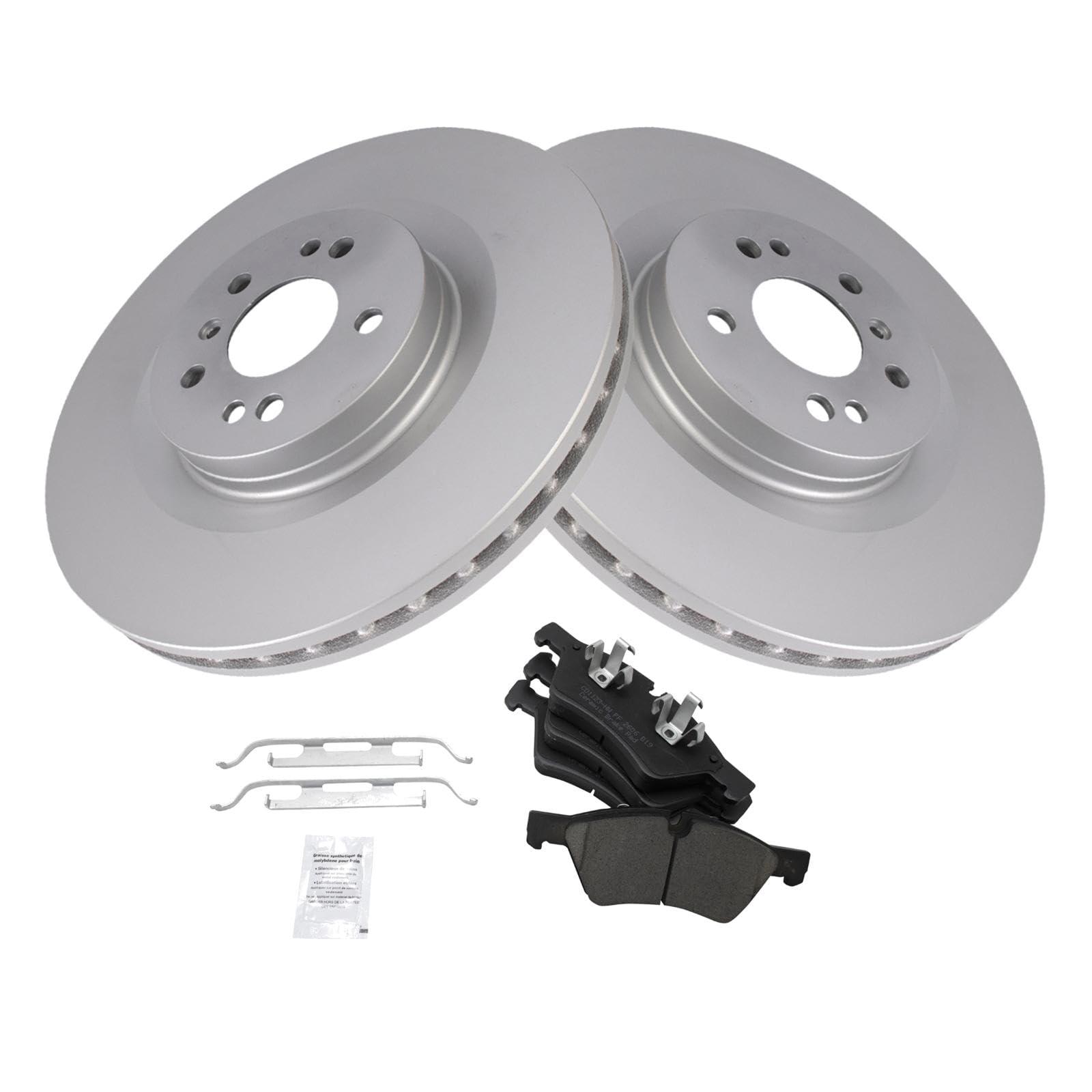 Trq Front Brake Pad & Rotor Kit Ceramic Premium G-Coated Compatible With Mercedes-Benz