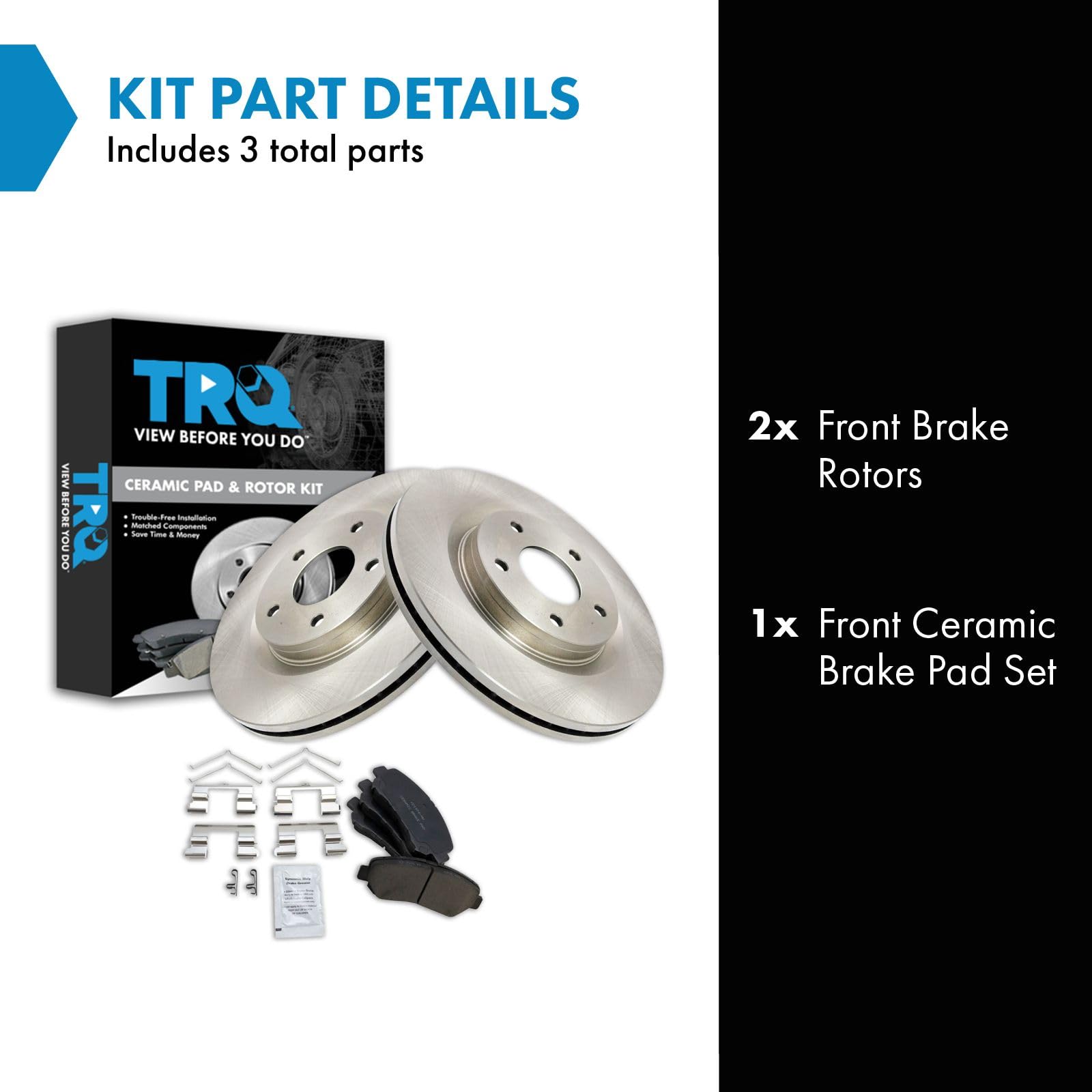 Trq Front Brake Pad & Rotor Kit Brake Pads Brake Rotor Ceramic Compatible With 2014-2017 Nissan Juke