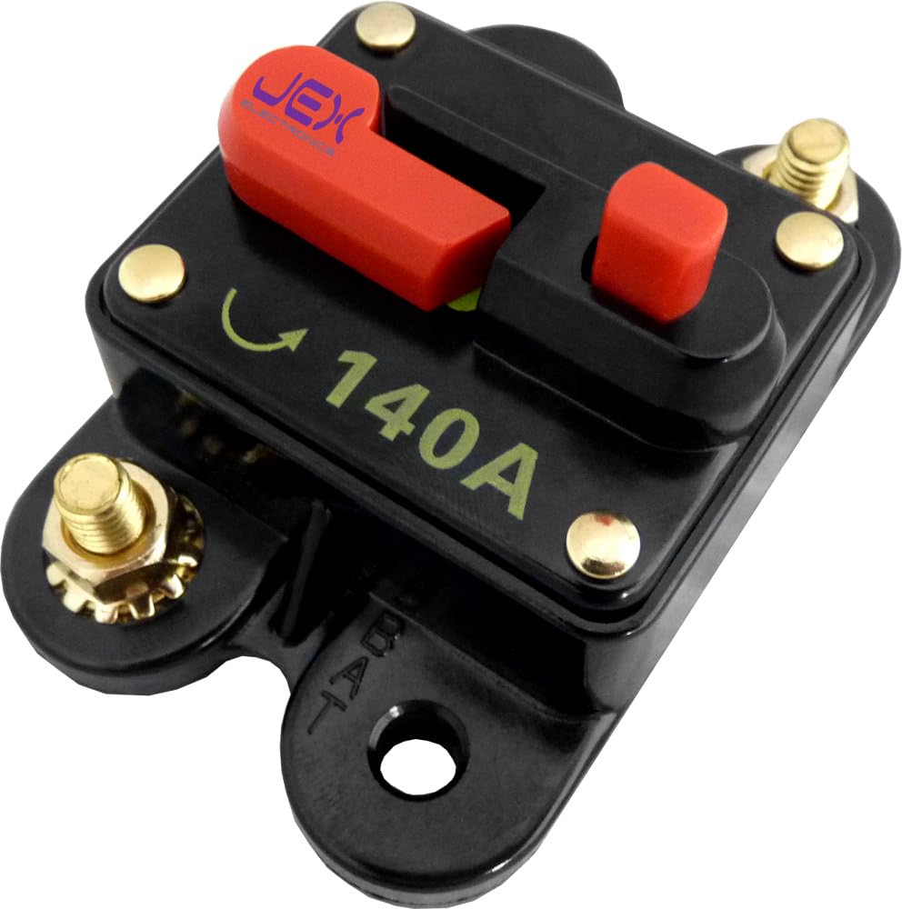 Jex Electronics 140 Amp In-Line Circuit Breaker Stereo/Audio/Car/Rv 140A/140Amp Fuse 12V/24V/32V