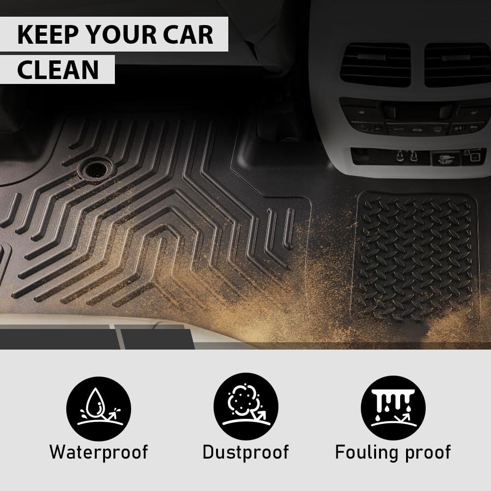 G-PLUS Floor Mats Compatible with Honda Pilot 8 Passenger Models 2016-2022/No Elite Models TPE All Weather Full Cover Protection