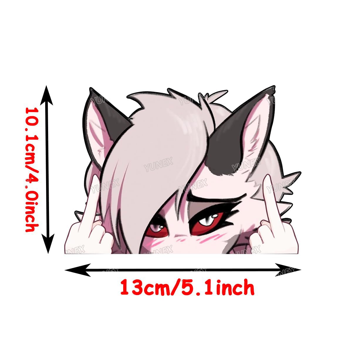 YUNEX 5.1 Inch Furry Anime Peeker Car Bumper Decals Cartoon Loona Vinyl Waterproof Graphic Stickers for Laptop Window Luggage