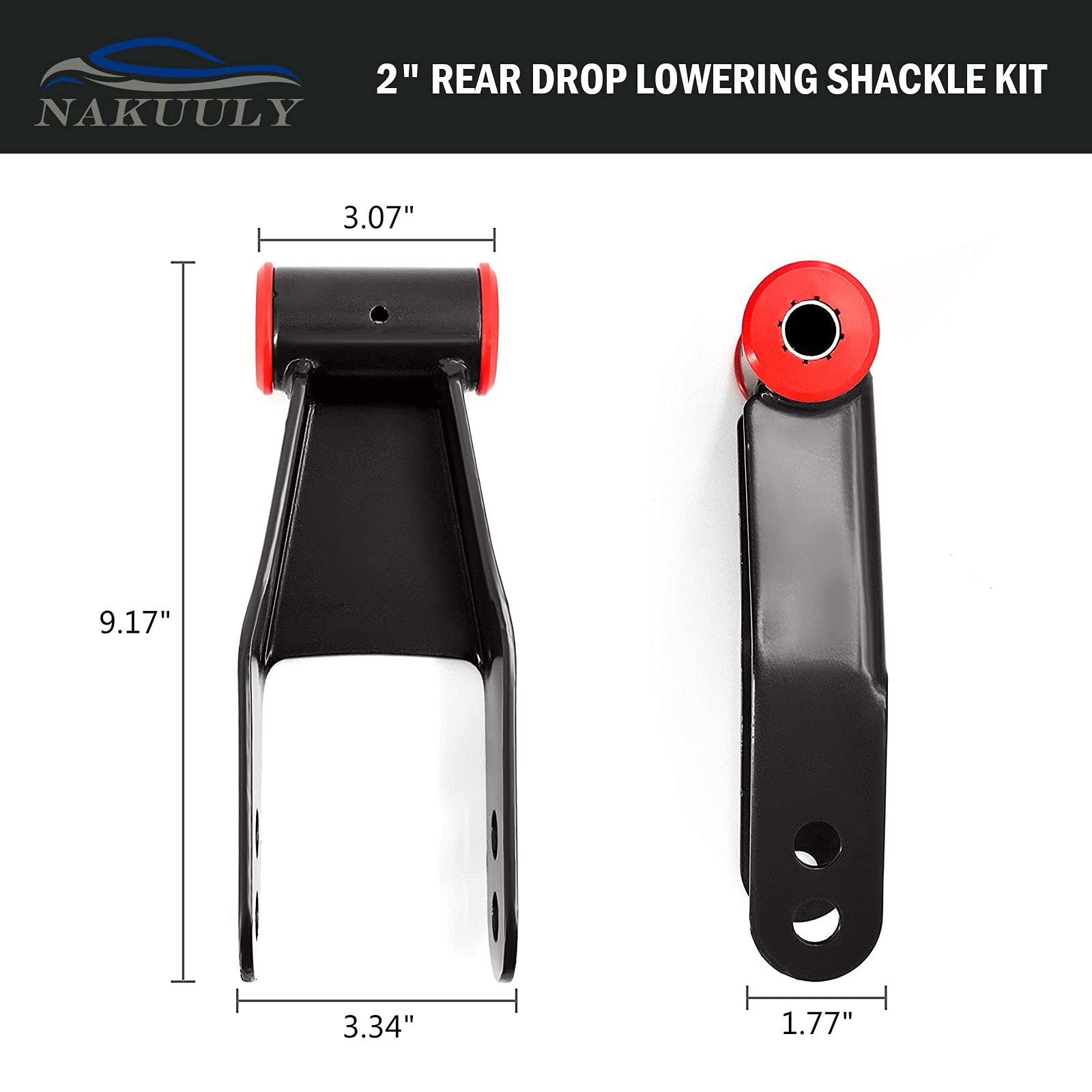 2 Rear Drop Lowering Shackle Suspension Kit Compatible With 1988-1998 Chevy & Gmc C1500/C2500 1988-2019 Silverado Sierra 1500 Replaces # 410520
