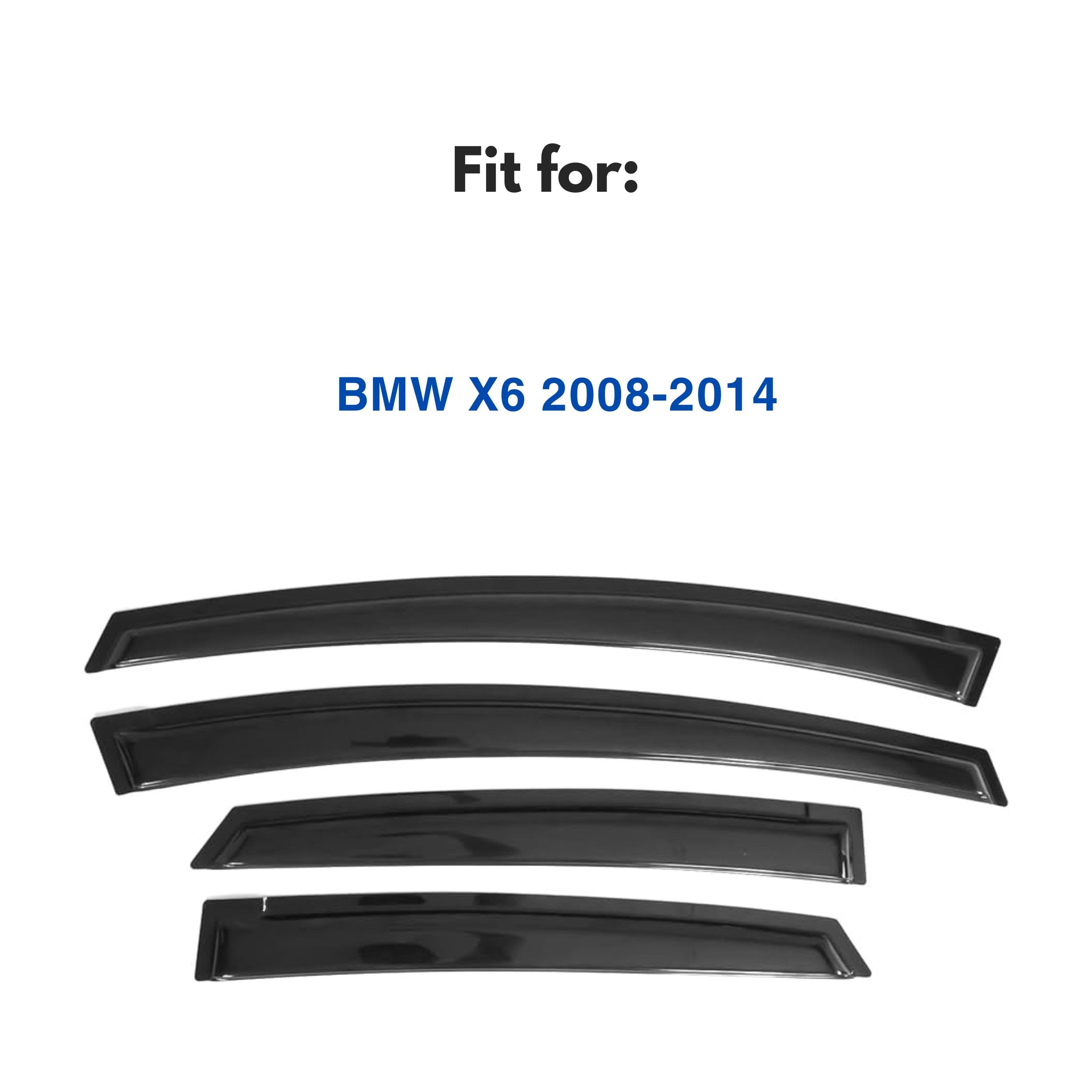 Ig Window Visor For Bmw X6 2008-2014, Rain Guard Tape-On Extra Durable Sun Wind Side Vent Window Deflector, 2008 2009 2010 2011