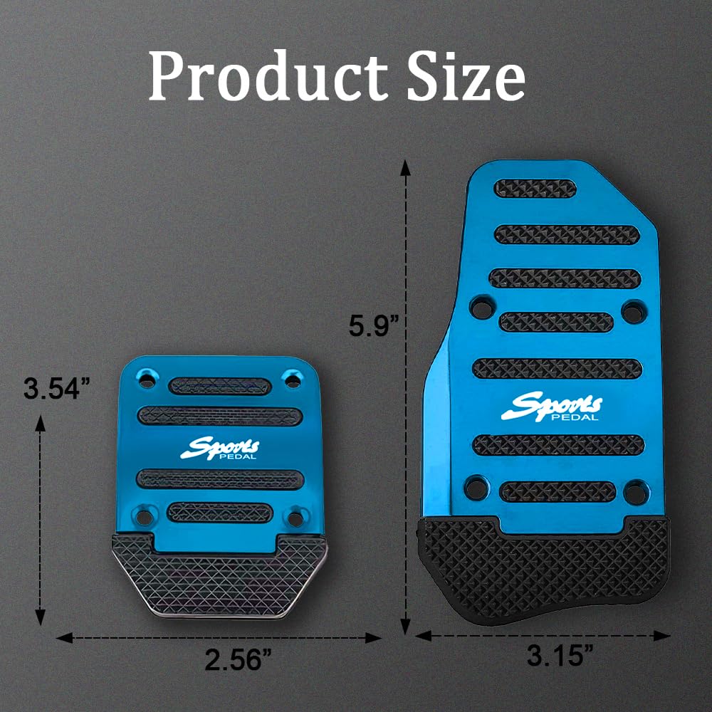 3PCS Car Non-Slip Aluminum Alloy Pedal Pads, Manual Transmission Brake Pedal Covers, Sports Gas Fuel Petrol Clutch Foot Pedals,