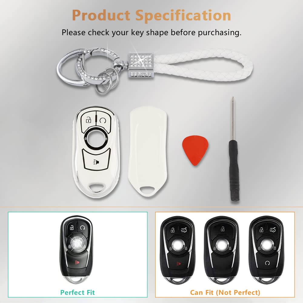 Pifoog Accessories For Buick Regal Encore Gx Key Fob Cover 5 Buttons Soft Tpu Keys Shell Case Glittering Car Keychain Full Prote