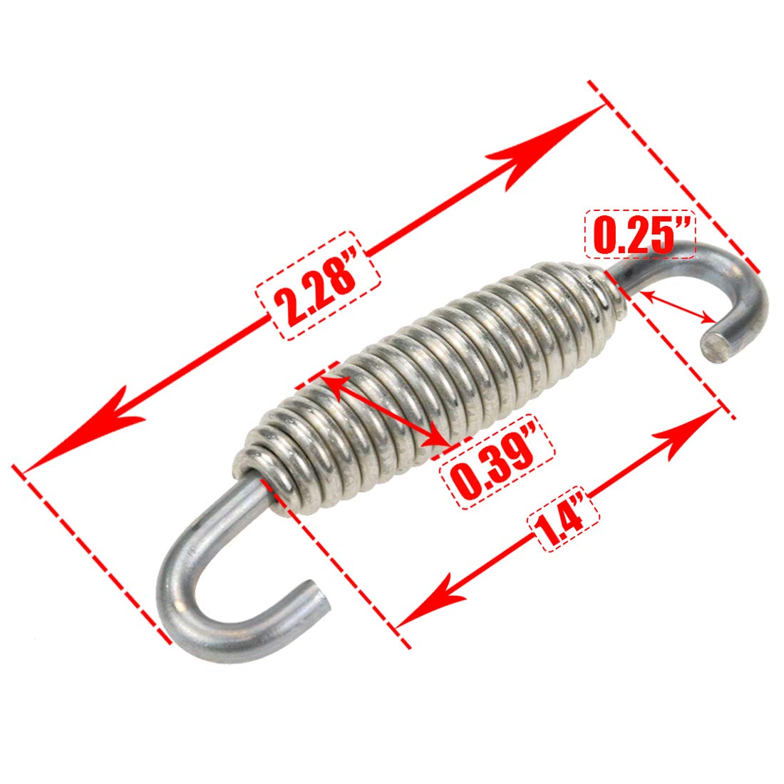 Autut Motorcycle Exhaust Muffler Spring Stainless Steel Spring Hooks, 58Mm Total Length, Pack Of 4