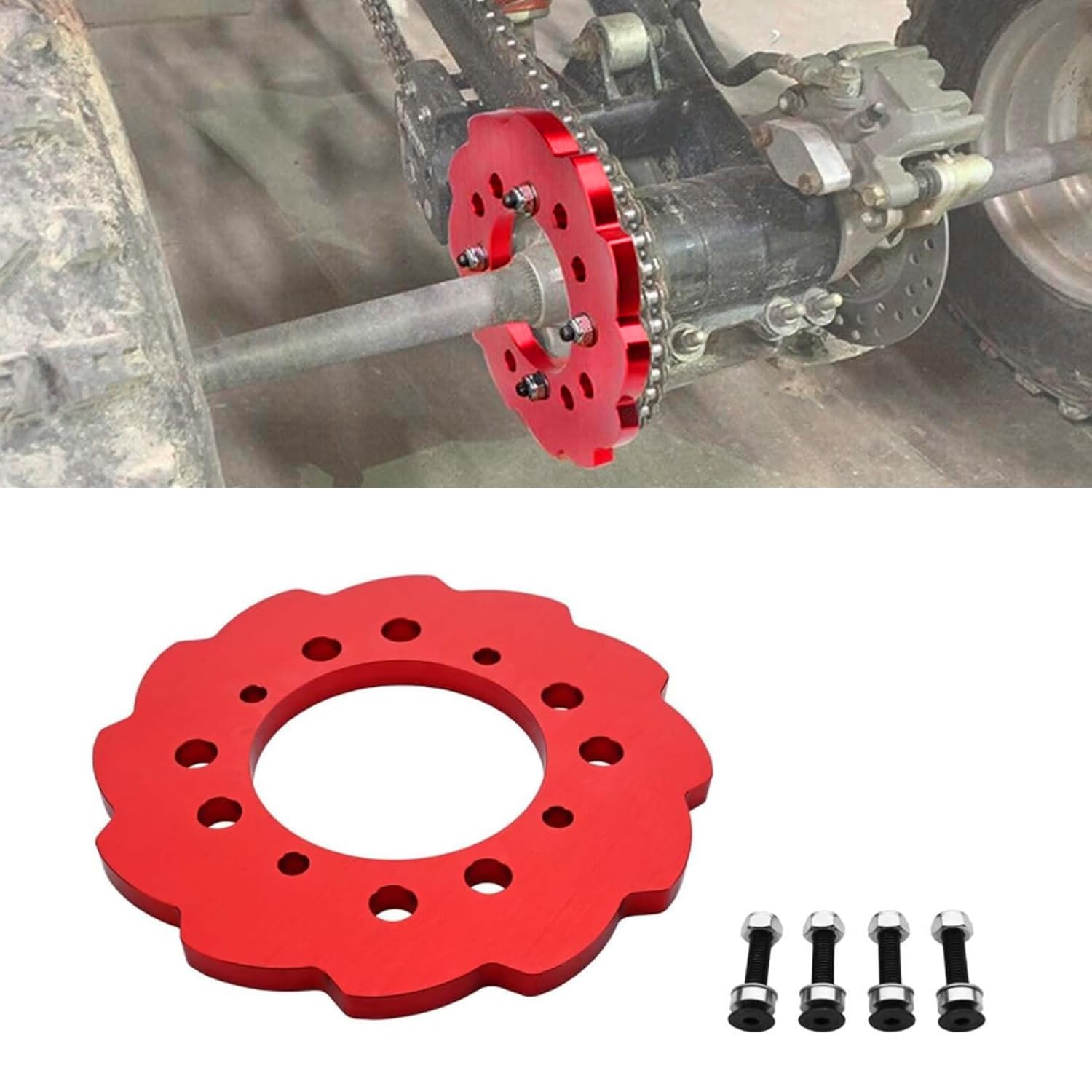 Canitu Red Sprocket Guard,Motorcycle 1/2 Poly Billet Aluminum Chainring Sprockets Chain Guard Protector Cover for Honda TRX250R 