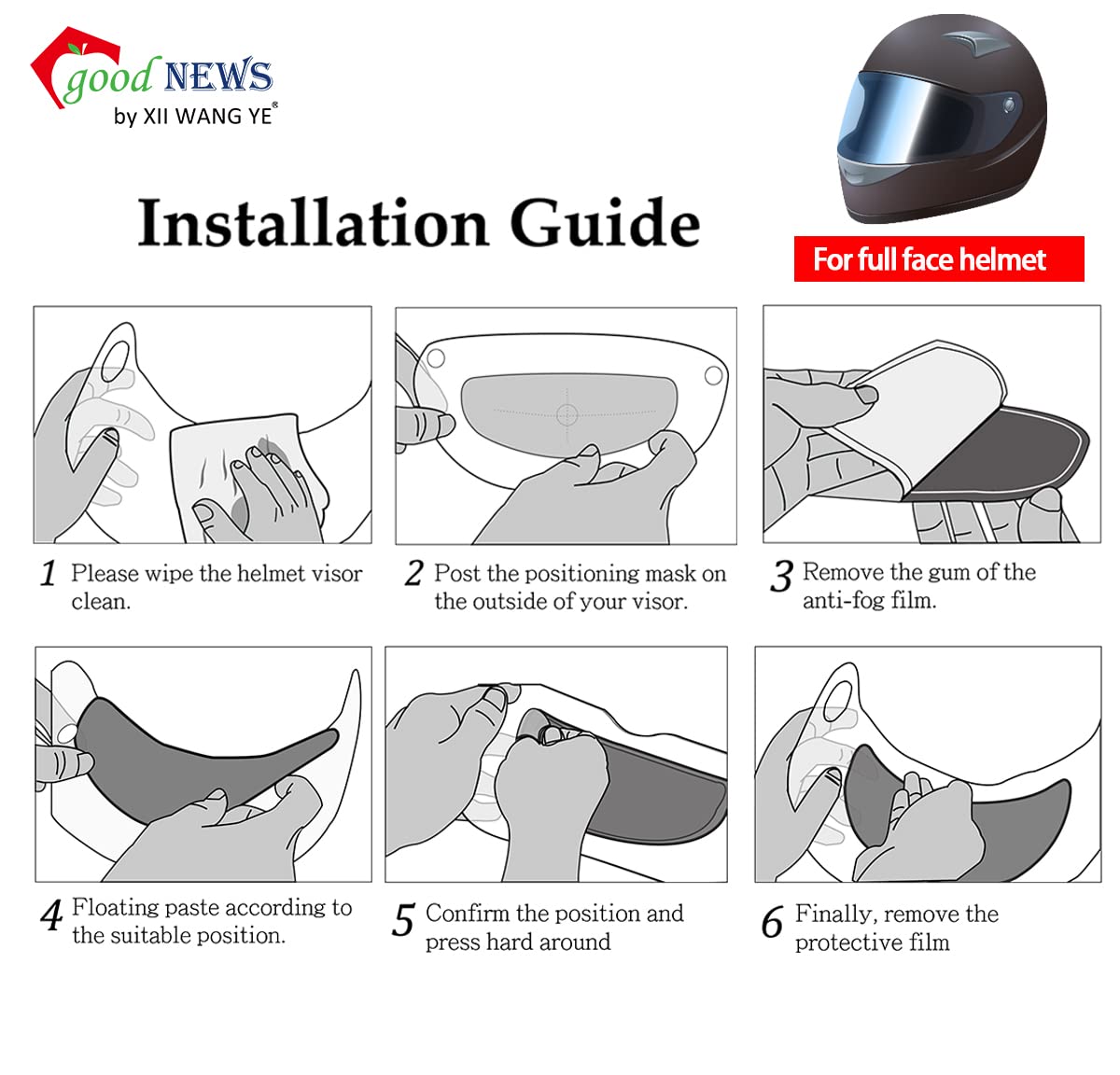 Xii Wy Universal Motorcycle Full Face Helmet Shield Anti Fog Film,Clear Ultra Thin Visor Lens Insert Fog Resistant Waterproof St