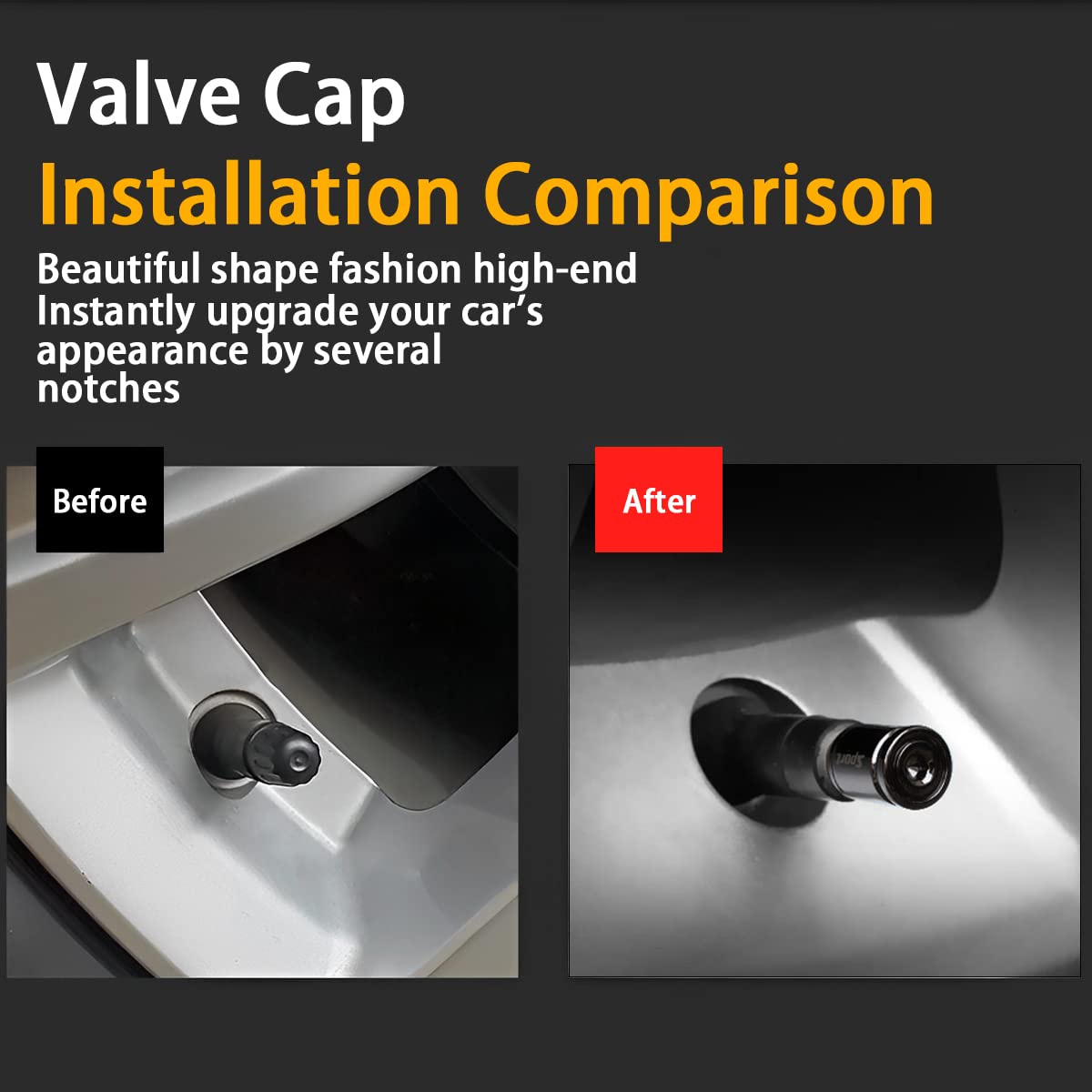 Tire Valve Stem Cap, Anti-Theft Design Zinc Alloy Stem Covers, 4 Pcs Auto Wheel Cap Sets With Rubber Seal, Universal Vehicle Accessories Fit For Cars, Trucks, Motorcycles, Bicycles (Black)