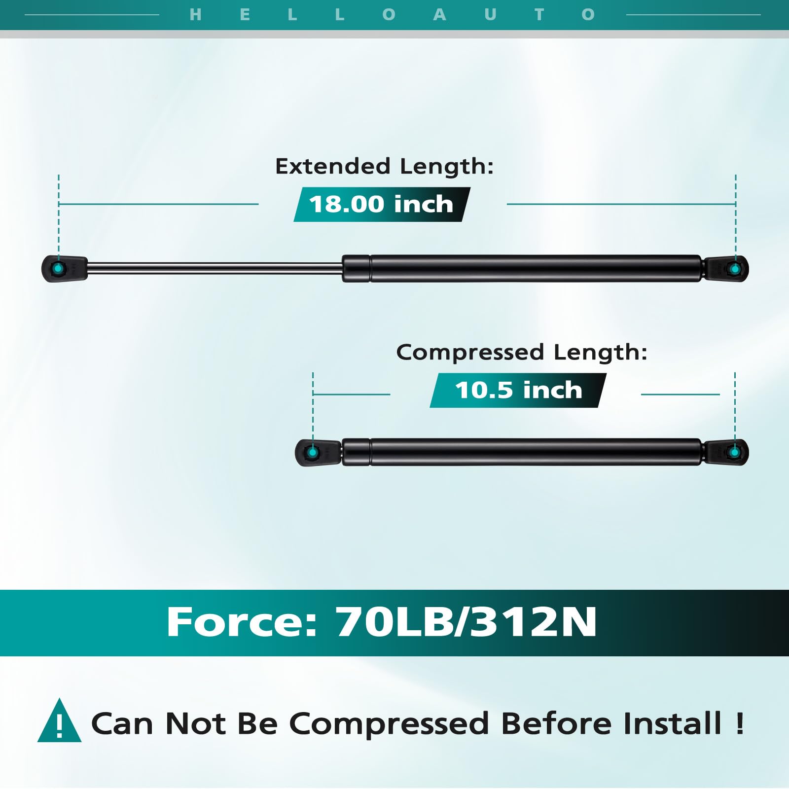 Se180P70 18 Inch 70 Lb/312 N Gas Strut Spring Shock For Leer Are Camper Shell Window, Gas Spring For Truck Cap Canopy, Gas Shock For Snugtop Truck Pickup Topper Replacement Part, Pack Of 2