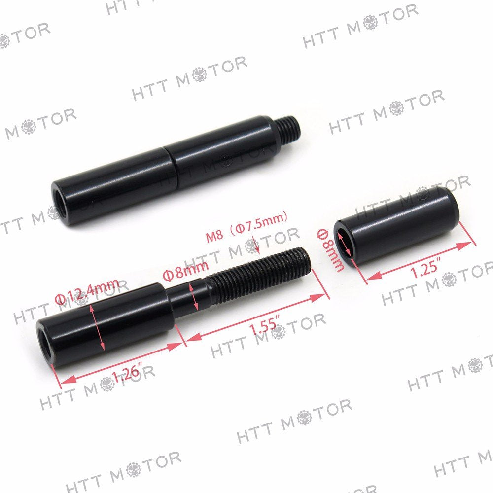 Httmt Mt387-001- Black 2 Inches Mirror Extensions Kit Compatible With Harley Softail Sportster Dyna Touring