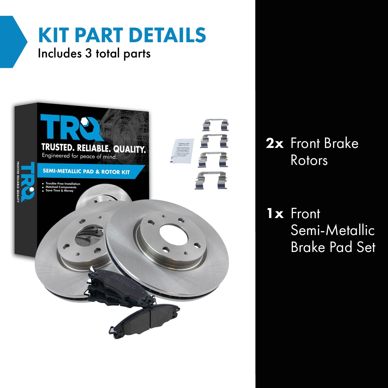 Trq Front Brake Pad & Rotor Kit Brake Pads Brake Rotor Semi-Metallic Compatible With 2008-2011 Ford Focus