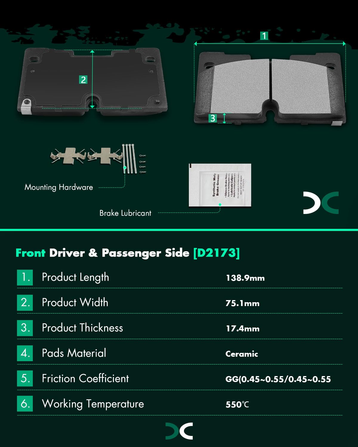 Scitoo Front Rear Disc Brake Pad Set 8Pcs W/Hardware Fit For Cadillac For Escalade Esv, For Chevy For Silverado 1500 Ltd/For Sub