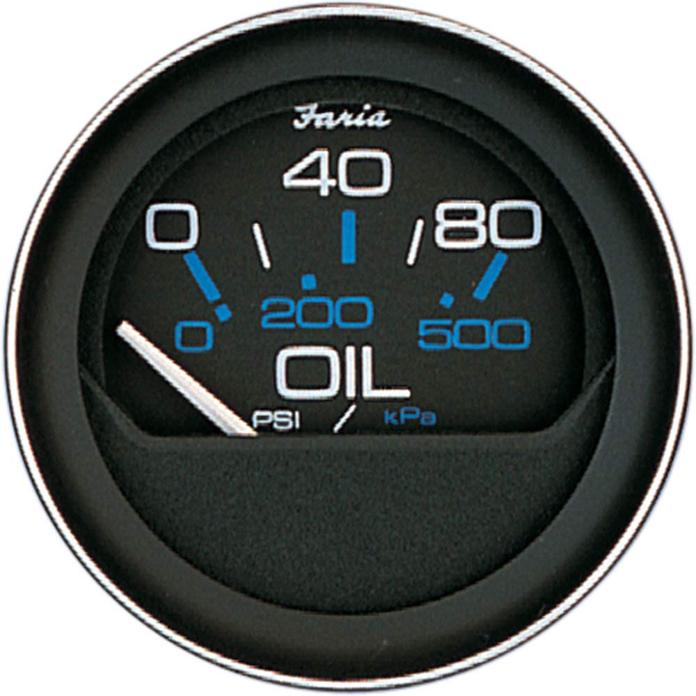 Faria Beede Instruments Beede 13002 Coral Oil Pressure Gauge (80 PSI) - 2'', Black