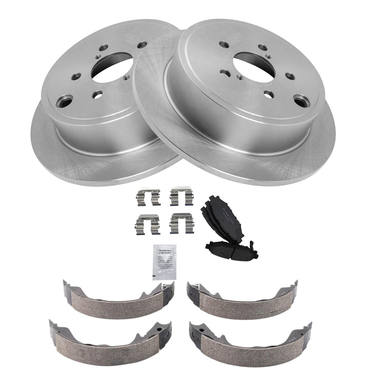 Trq Rear Brake Pad & Rotor Kit Brake Pads Brake Rotor Parking Brake Shoe Set Ceramic Compatible With 2009-2013 Subaru Forester 2