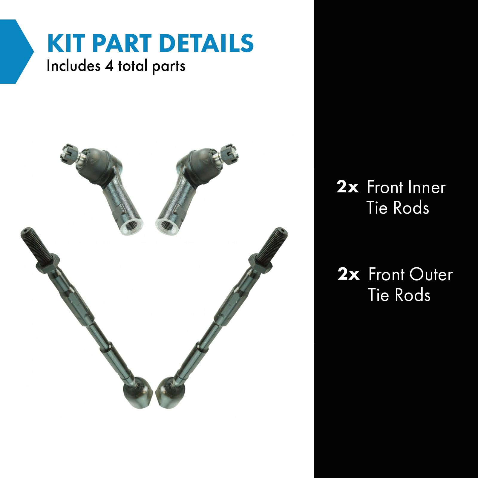 Trq Front Tie Rod Set Compatible With 2006-2014 Honda Ridgeline