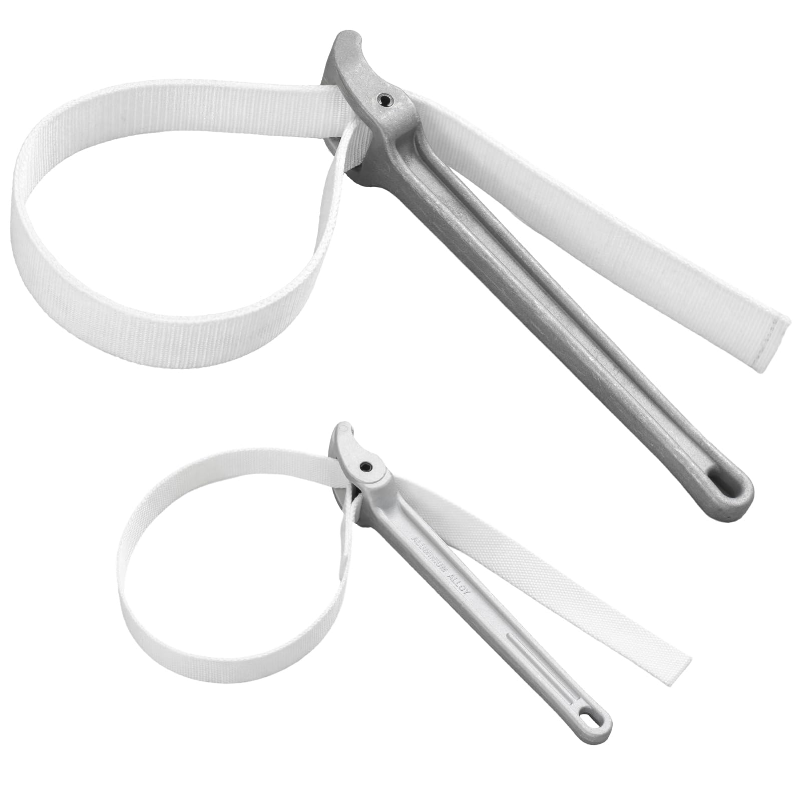 Lanties 2 Pcs Adjustable Aluminum Oil Filter Strap Wrench Set,12 & 16-inch Pipe Wrench with Nylon Strap for Replacing Oil Filter