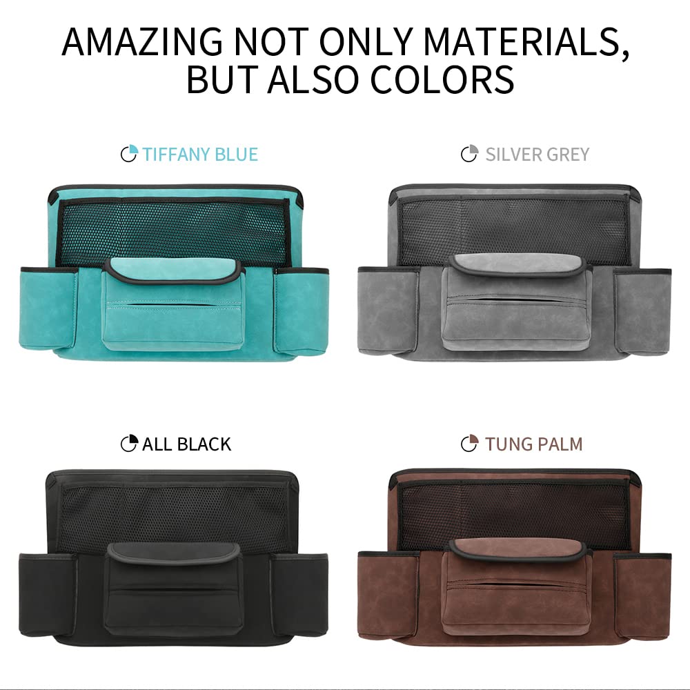 JEYODA Car Handbag Holder Between Seats Suede Large Capacity Car Purse Holder Automotive Consoles & Organizers for Document Phon