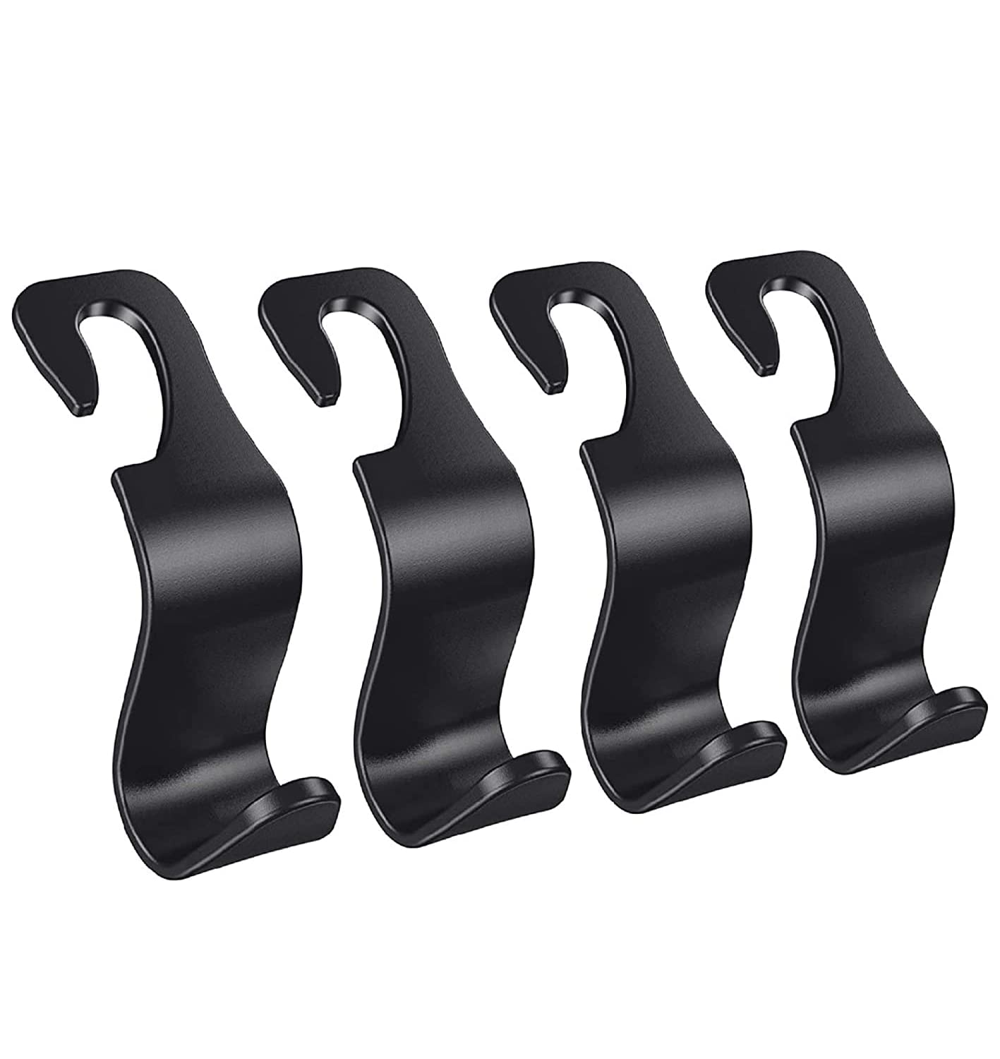 AUGEN Car Backseat Headrest Hook/Hanger Universal Durable Organiser Space Saver for Handbag, Wallets, Grocery Bags (Black, Pack 