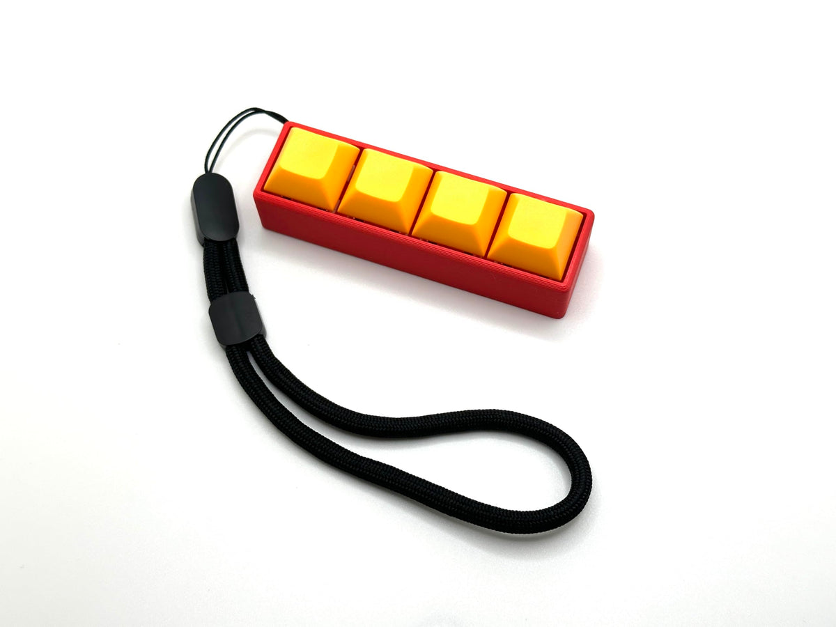 Four-Button Clicky Mechanical Switch Fidget Toy | Stim Toy, Stress Relief, Adhd (Red Base, Orange Keycaps)