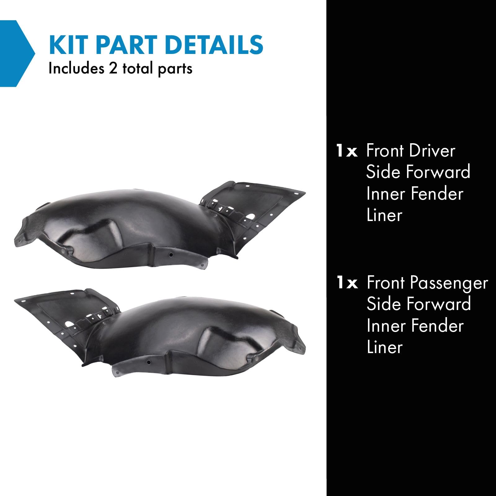 Trq Front Inner Fender Liner Set Compatible With 2008-2013 Infiniti G37 In1248112 In1249112