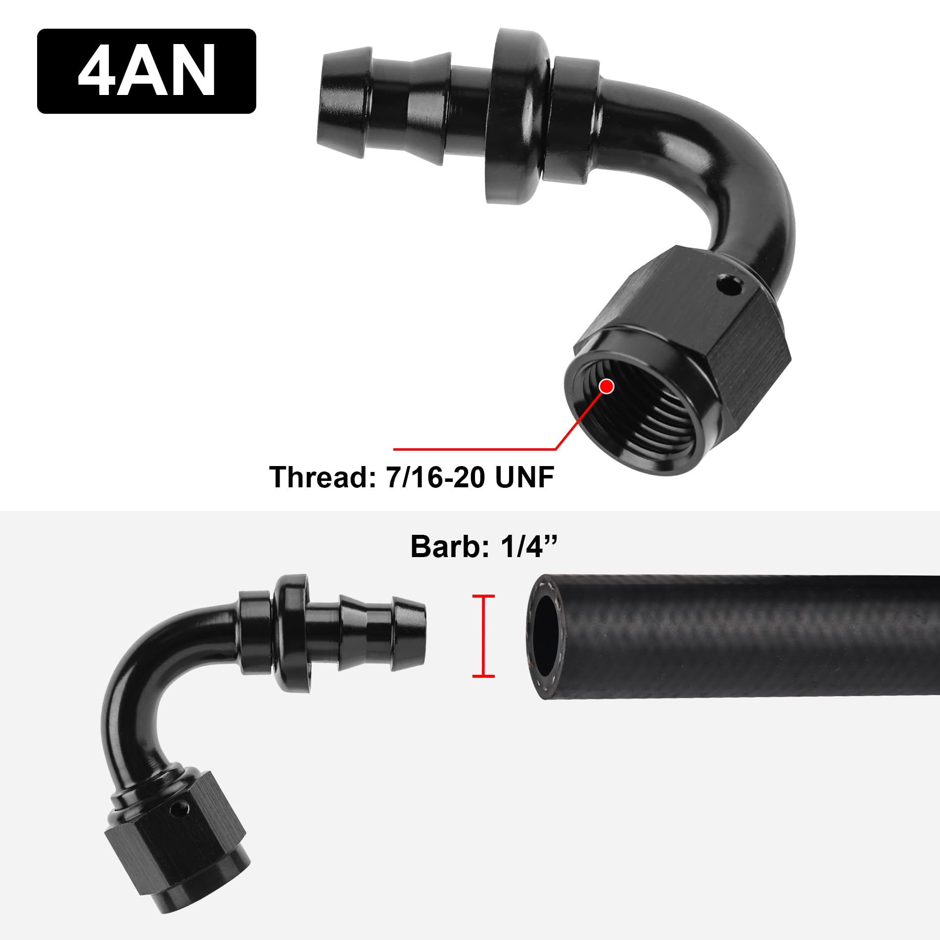 Evil Energy 4An 120 Degree Push Lock Hose Fitting End Black