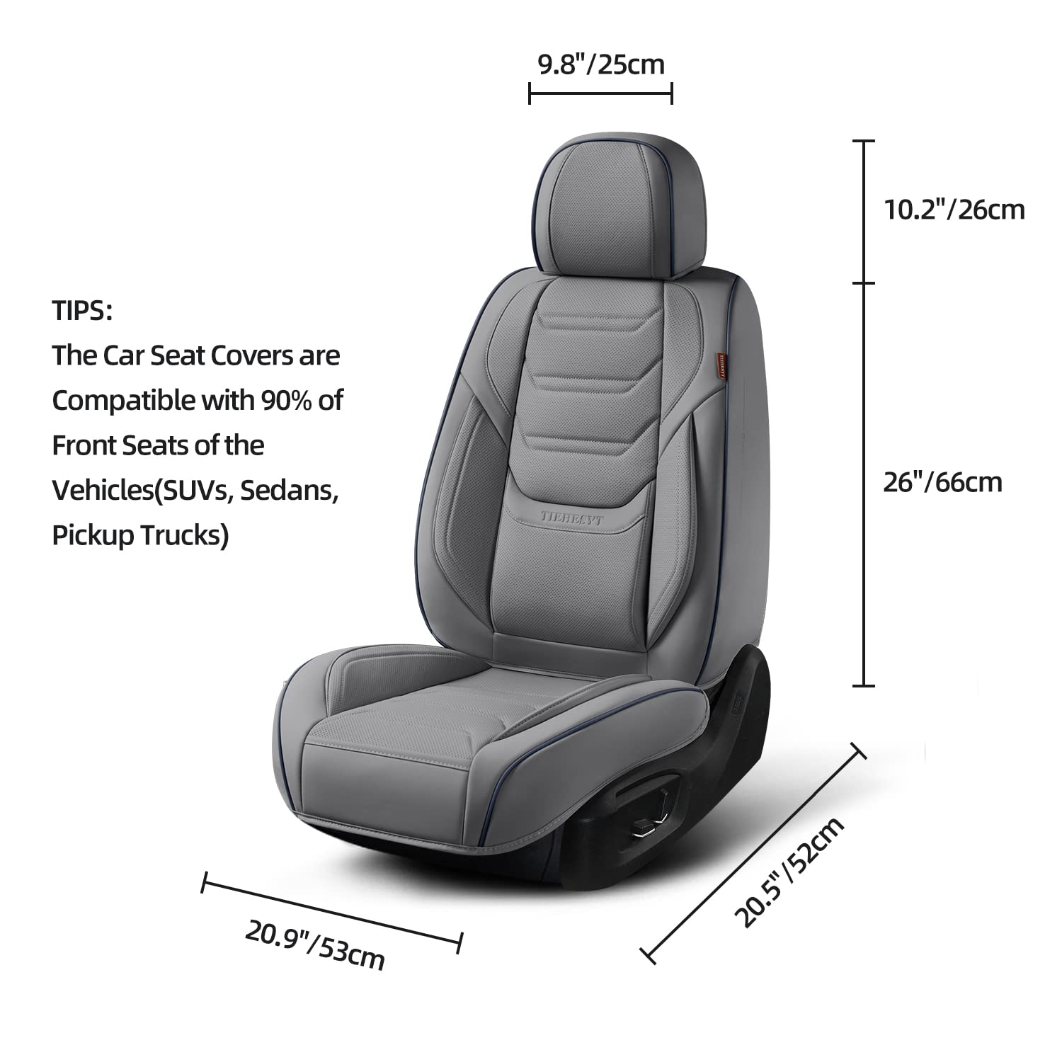 Tiehesyt Leather Car Seat Covers Full Set With Lumbar Support, Breathable And Waterproof Car Seat Cover, Universal Seat Covers F